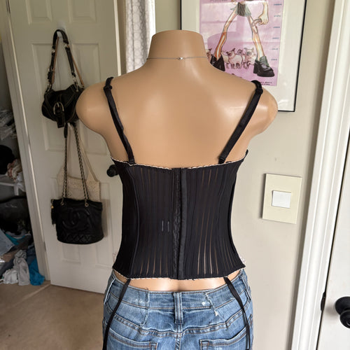 00s black & baby pink corset lingerie top (size 36B)