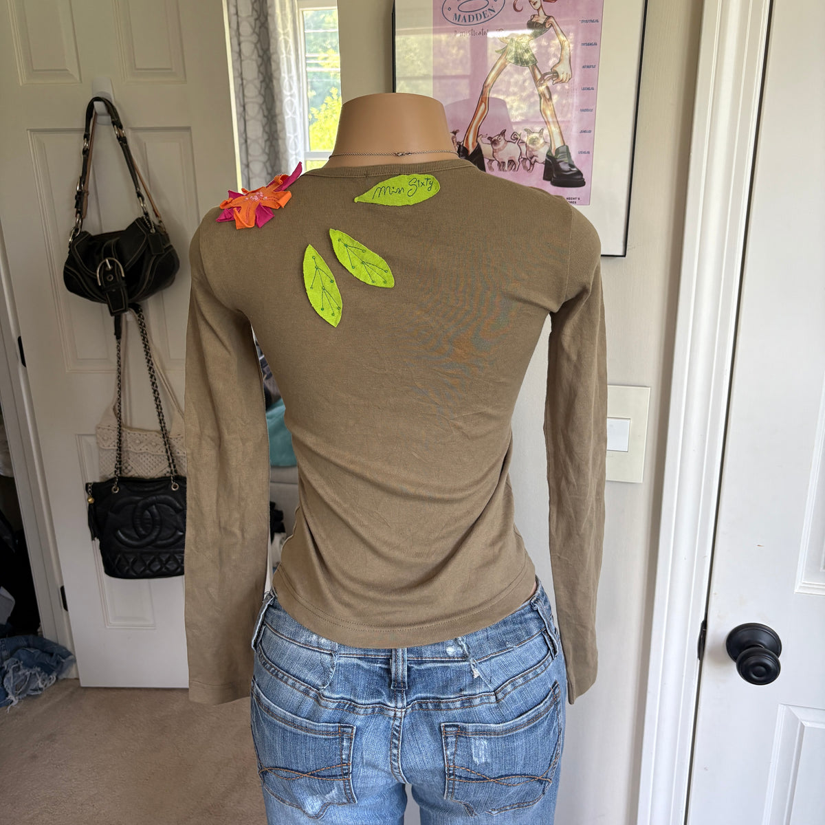00s Miss Sixty floral embroidered long sleeve top (size S)