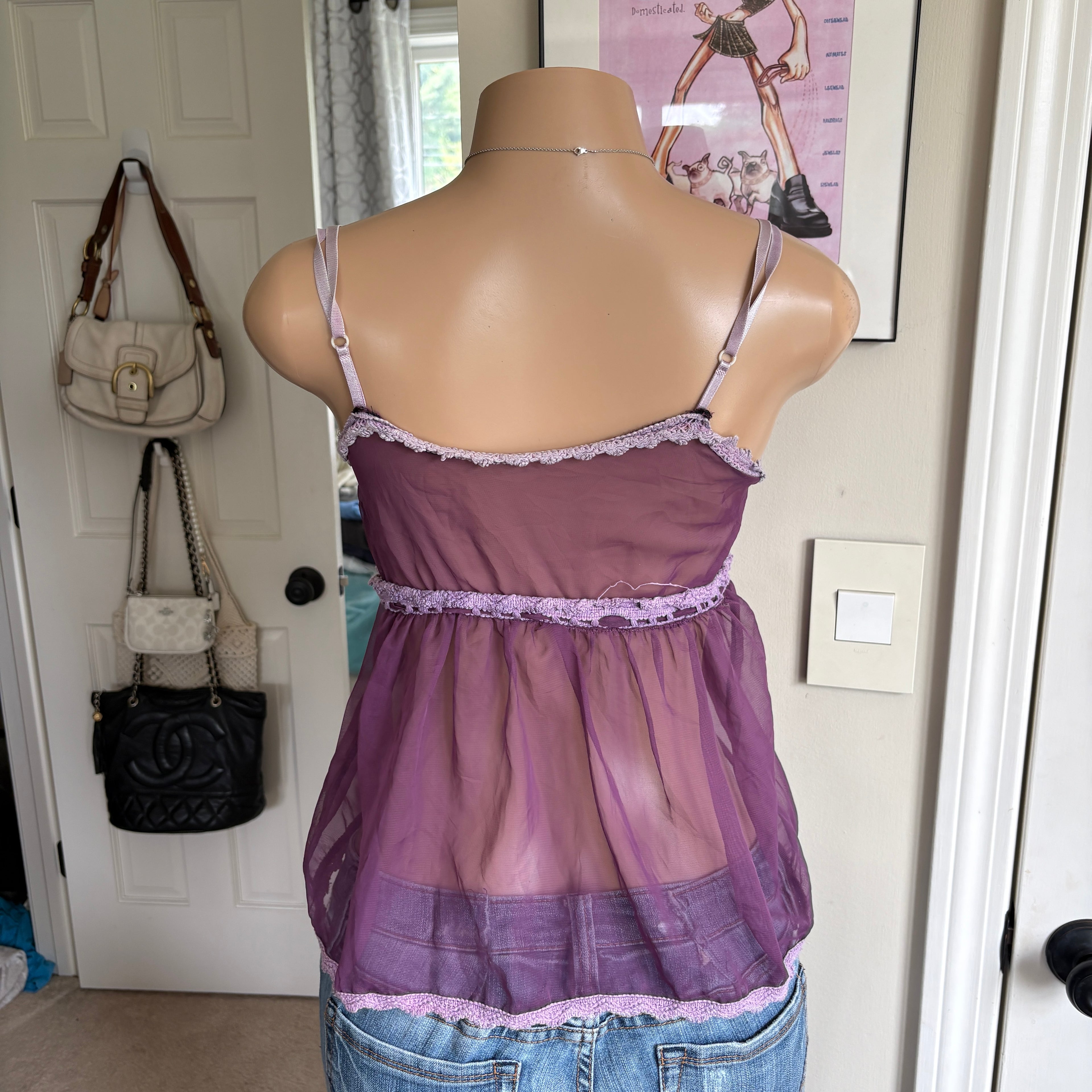 00s purple mesh bow cami (size S)