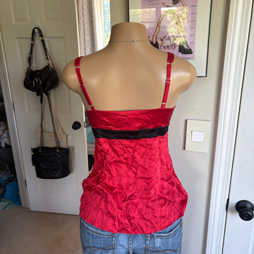 00s Bebe red & black silk tank top (size M)