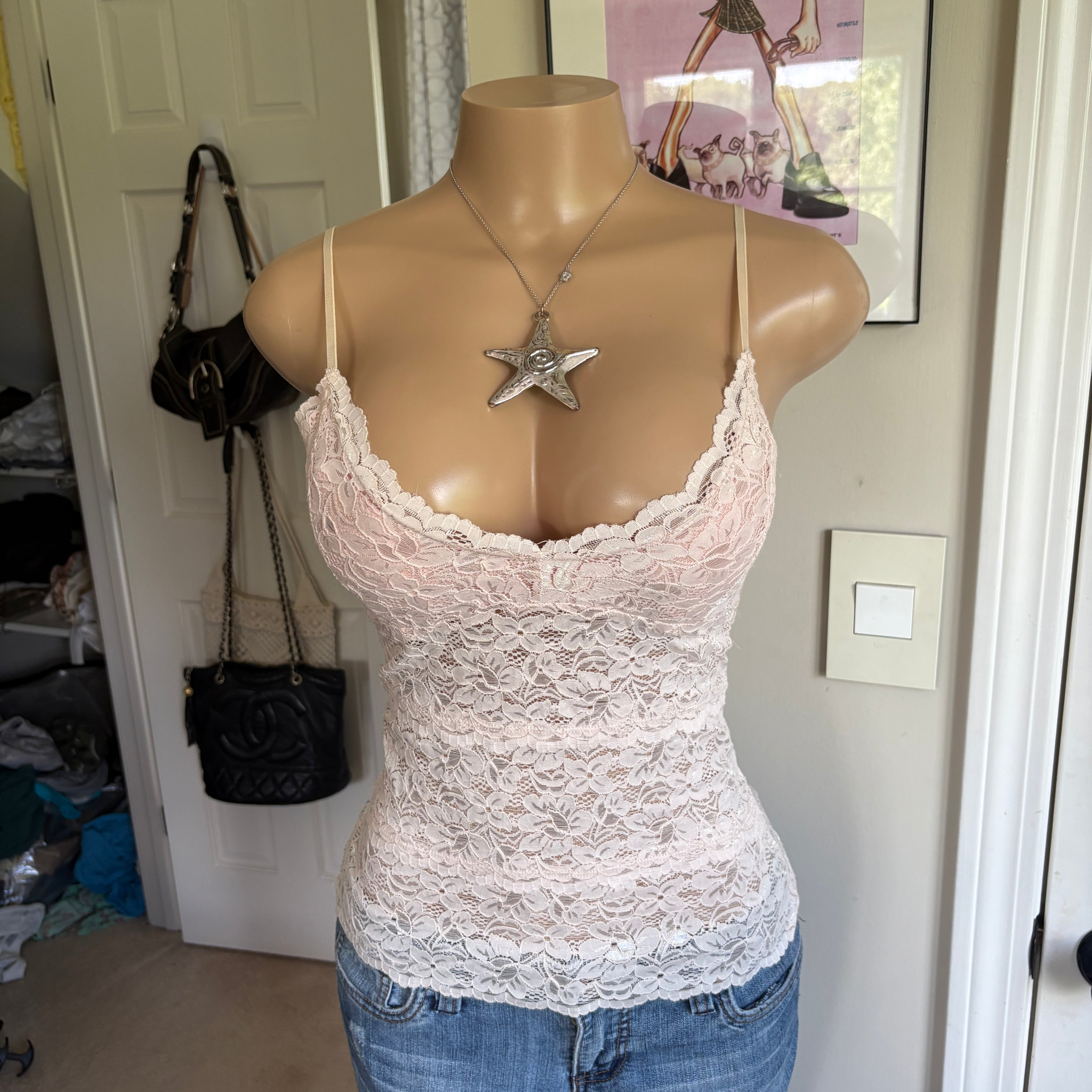 00s cream lace padded cami (size S)