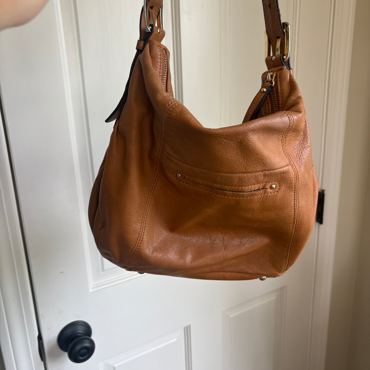 00s B Makowsky brown leather hobo bag