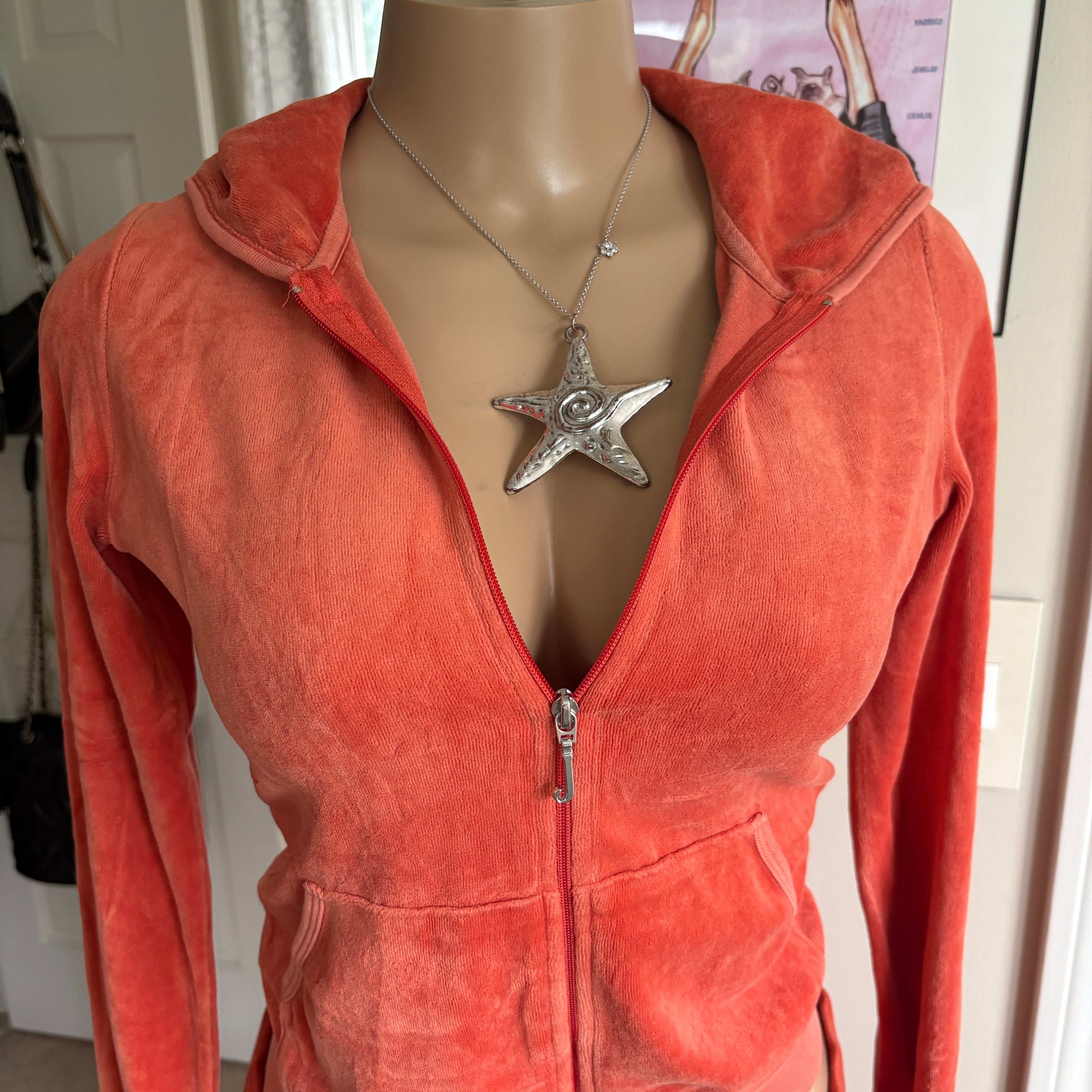 00s Juicy Couture orange velour tracksuit set (size M)