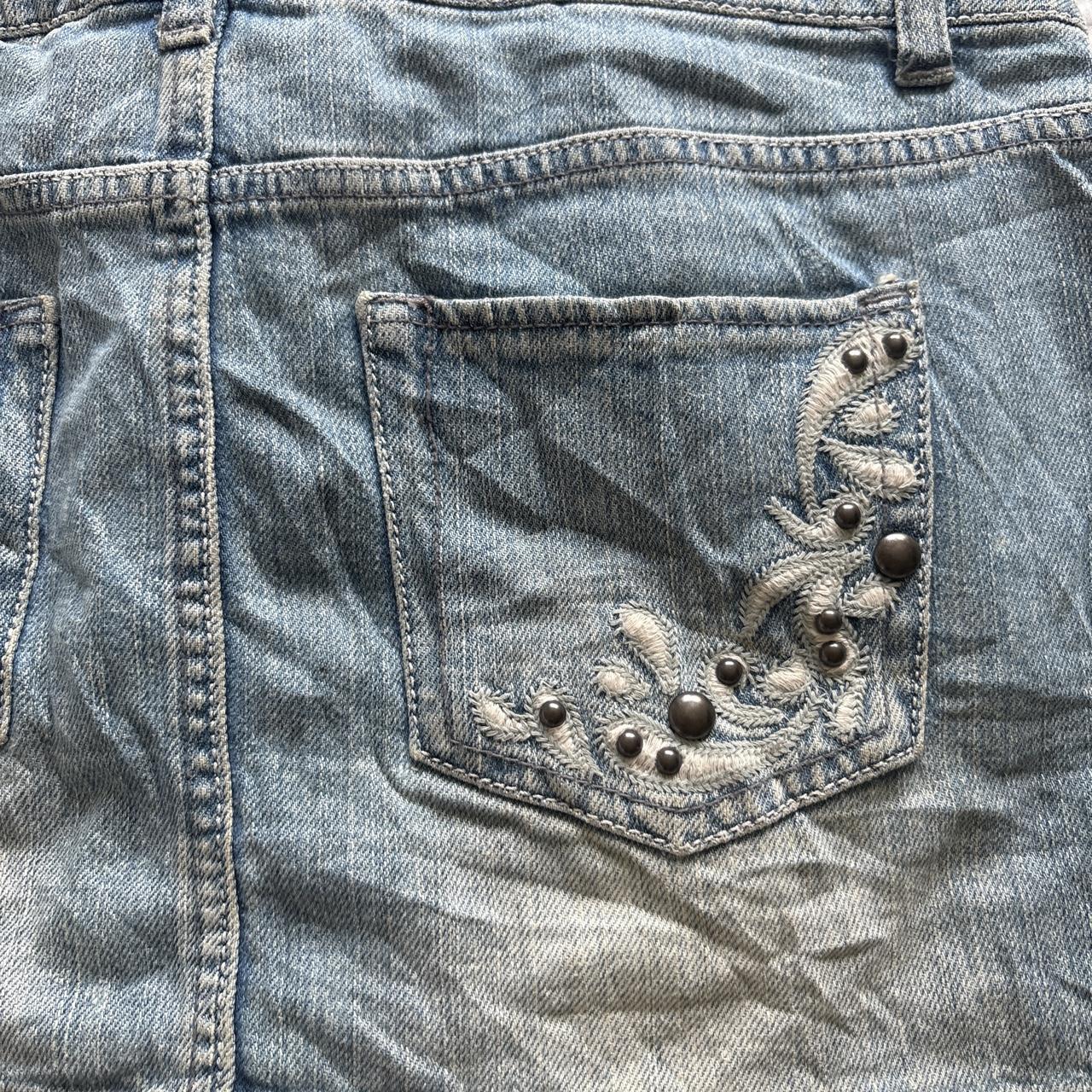 Y2K 2000s Celebrity Pink Studded Denim Mini Skirt