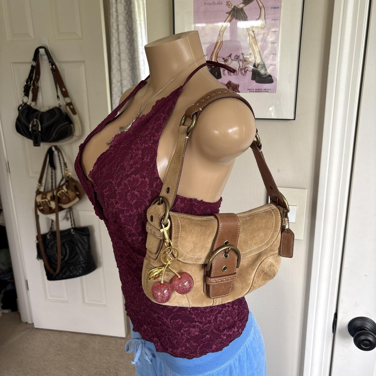 y2k 2000s burgundy lace plunging halter top