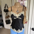 y2k 2000s Express silk black cream lace  cami top