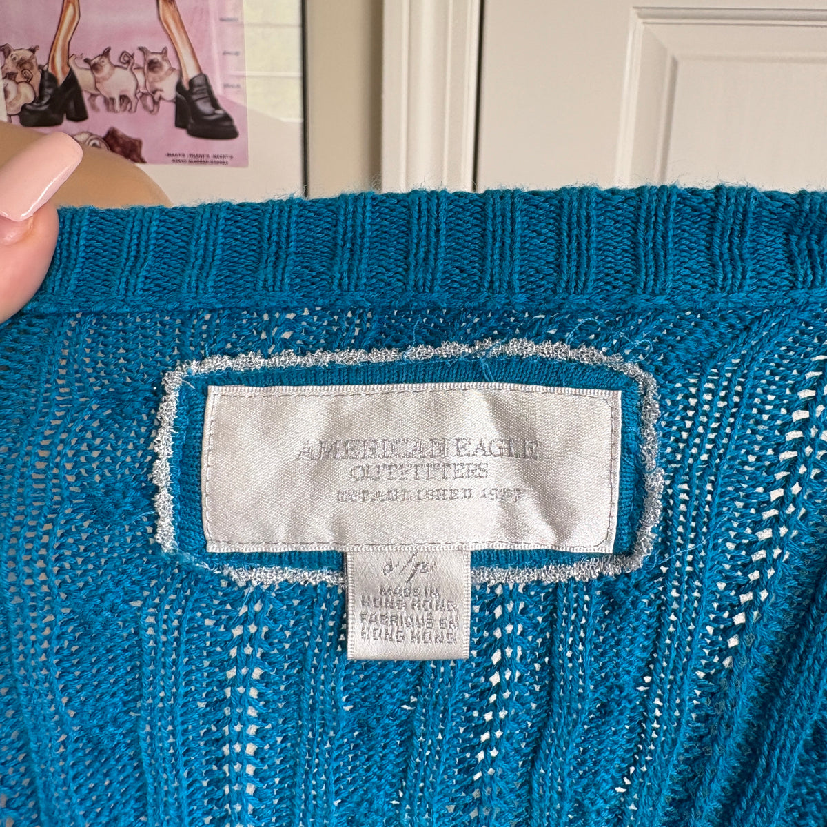 00s American Eagle blue fitted sweater top (size S)