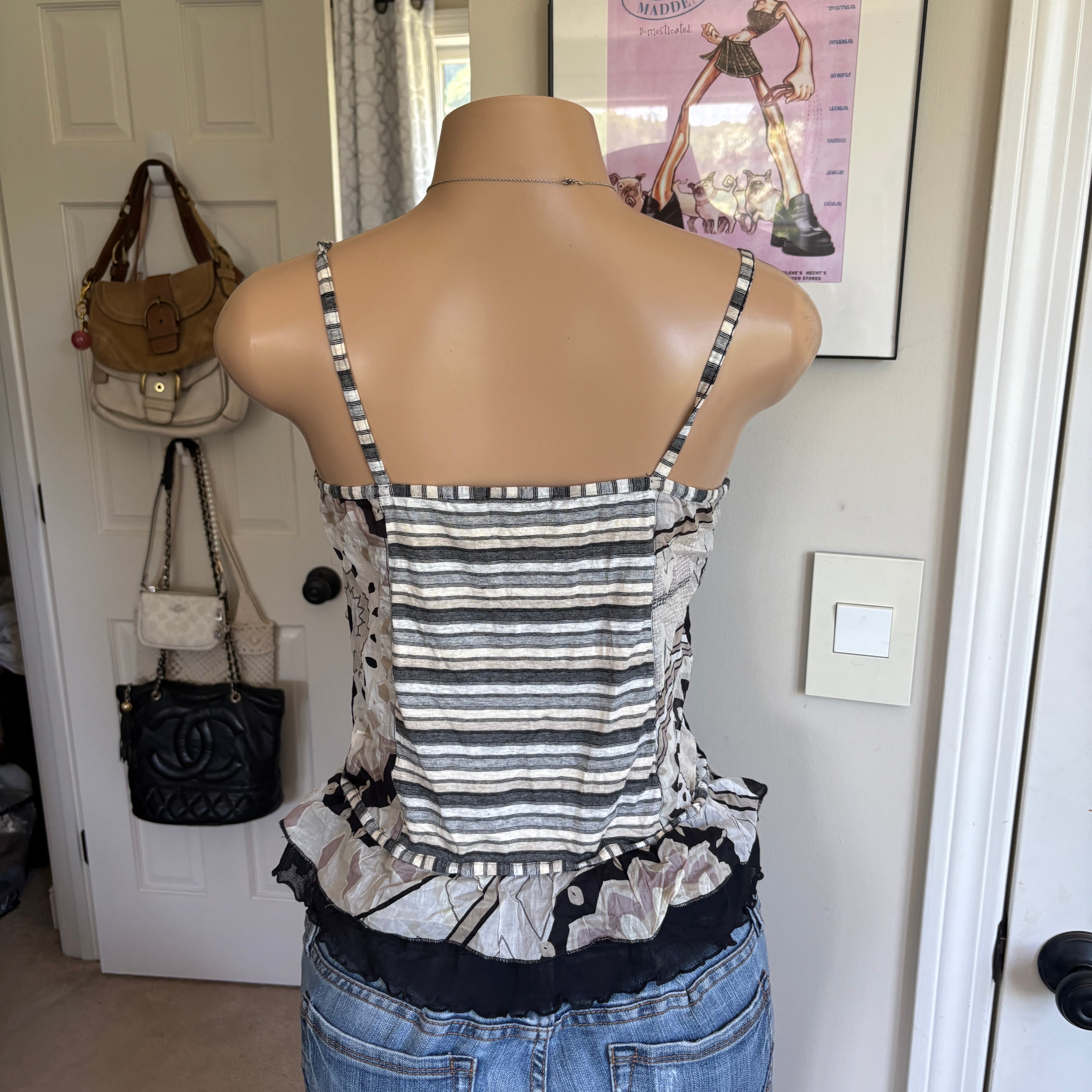 00s black & white patchwork cami (size S/M)