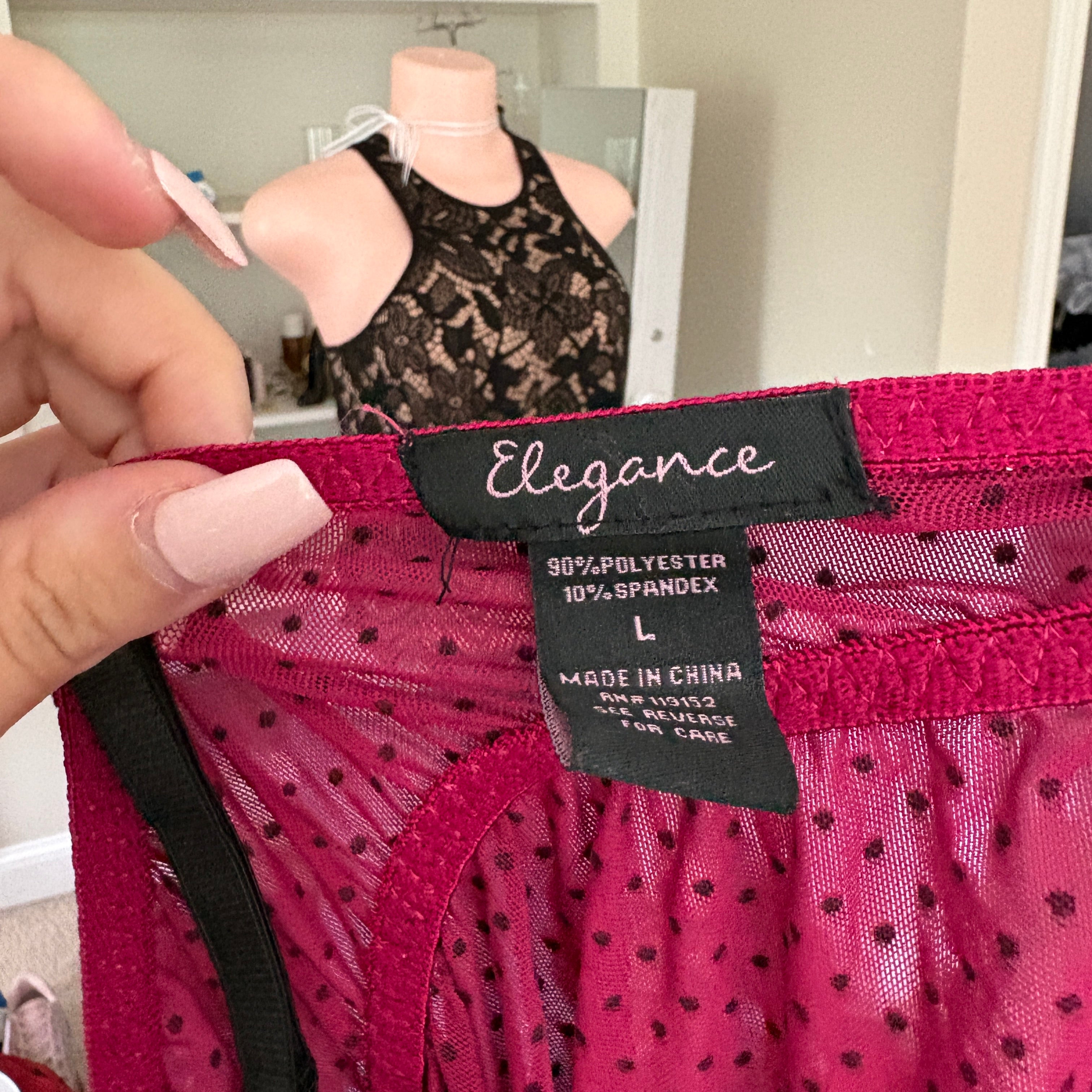 00s raspberry red polka dot babydoll cami (size L)