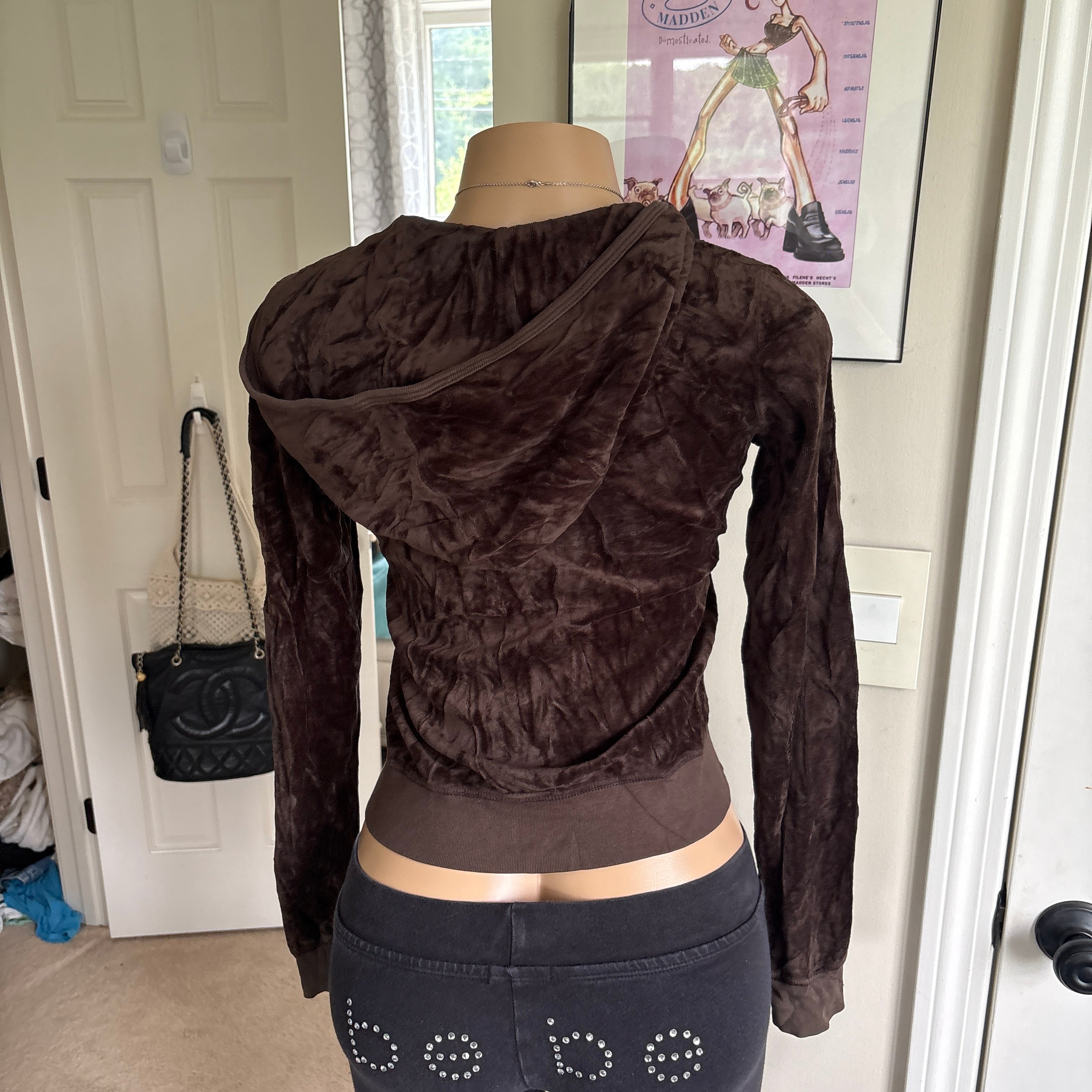 00s vintage Juicy Couture brown velour zip track hoodie (size M)