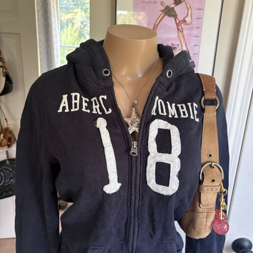 00s Abercrombie 18 spellout navy zip hoodie (size M)