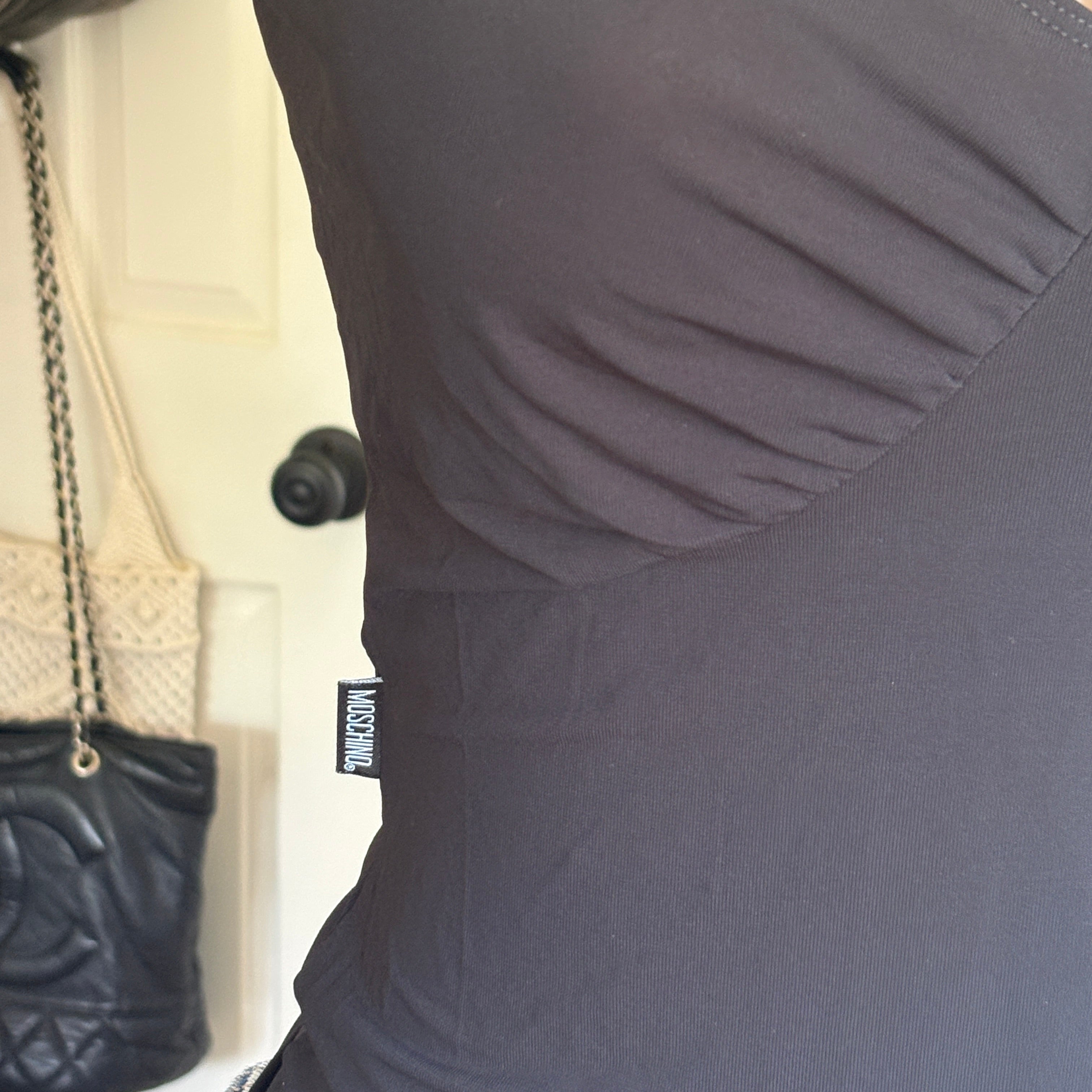 00s Moschino black v neck tank top (size M)