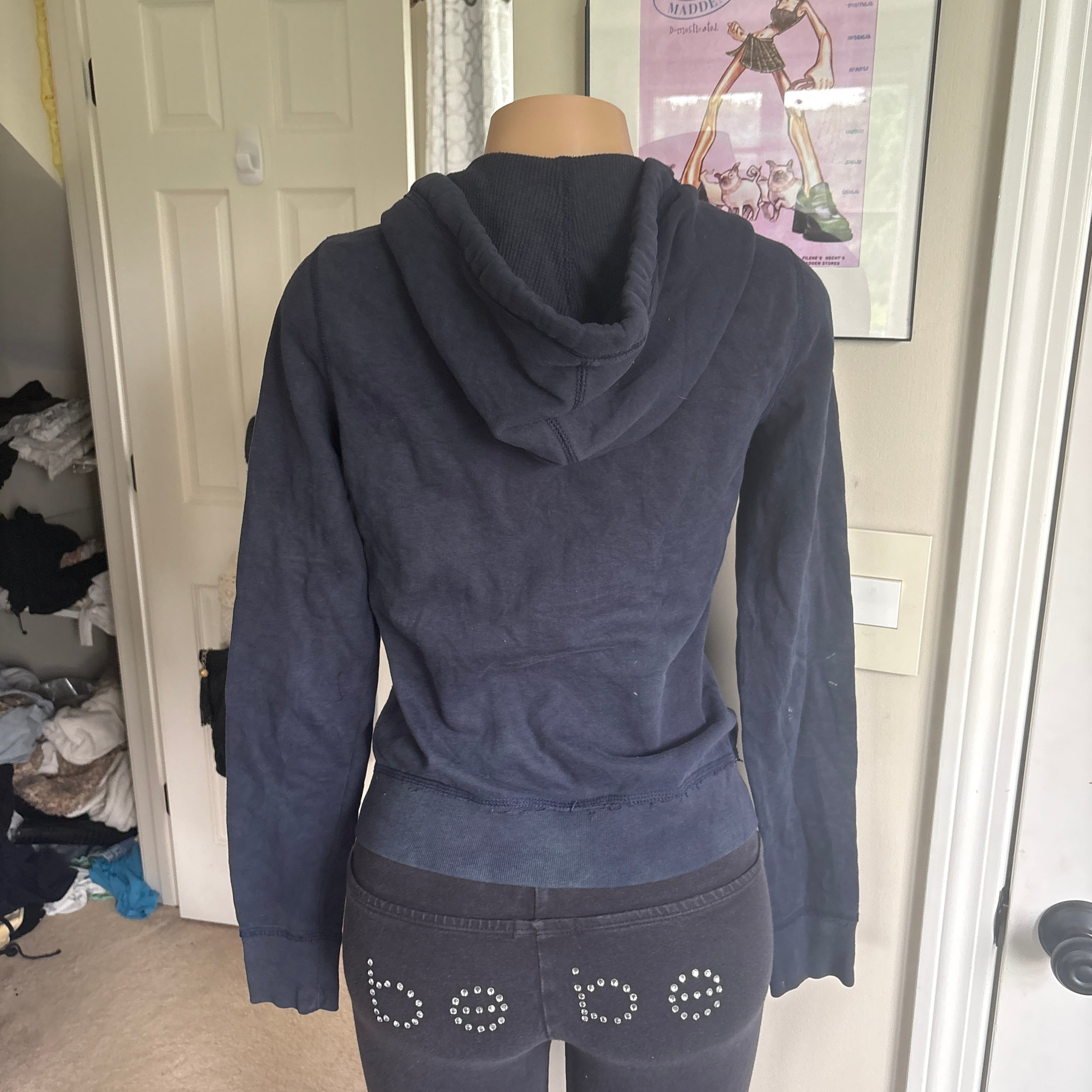 00s Hollister spellout navy zip up (size M)