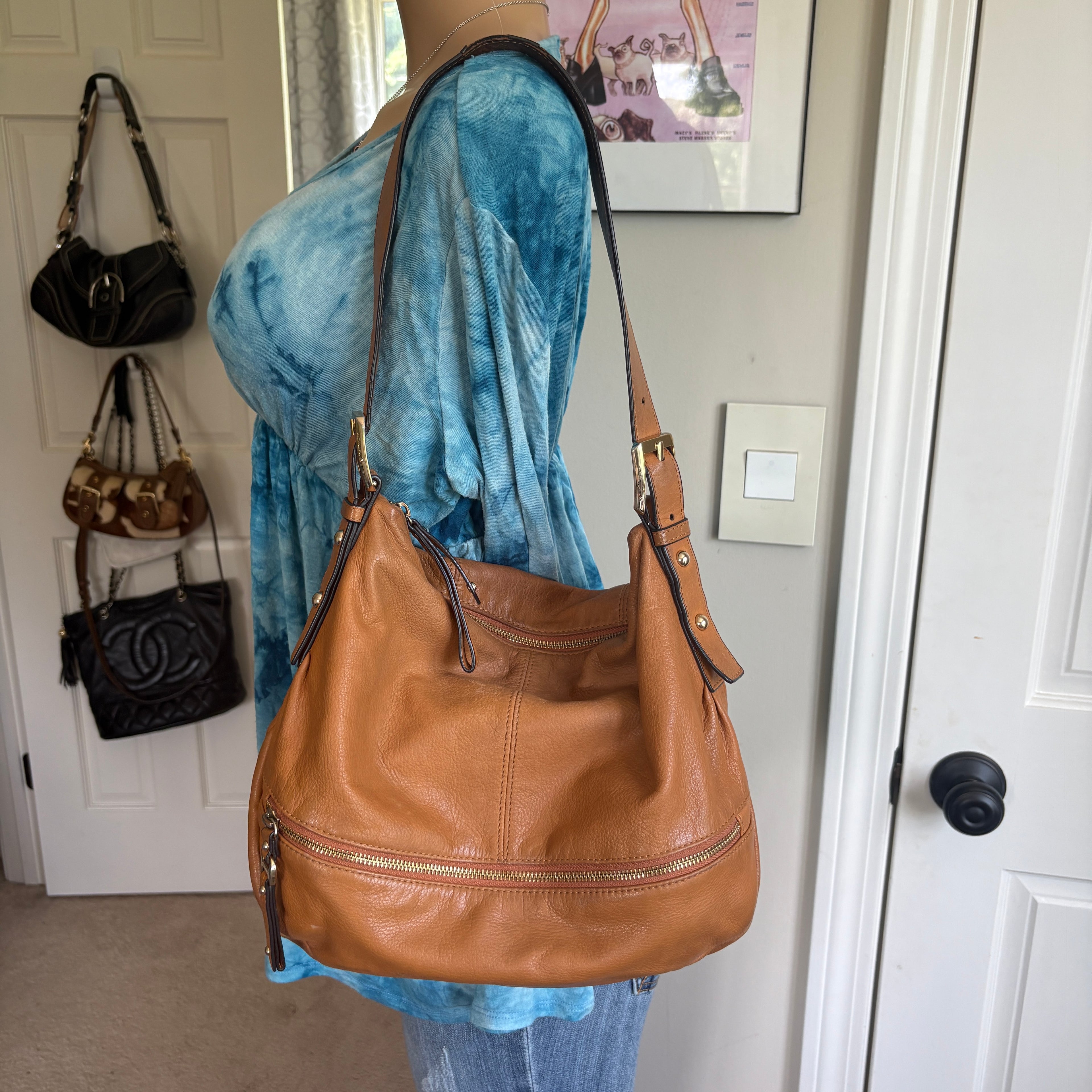 00s B Makowsky brown leather hobo bag