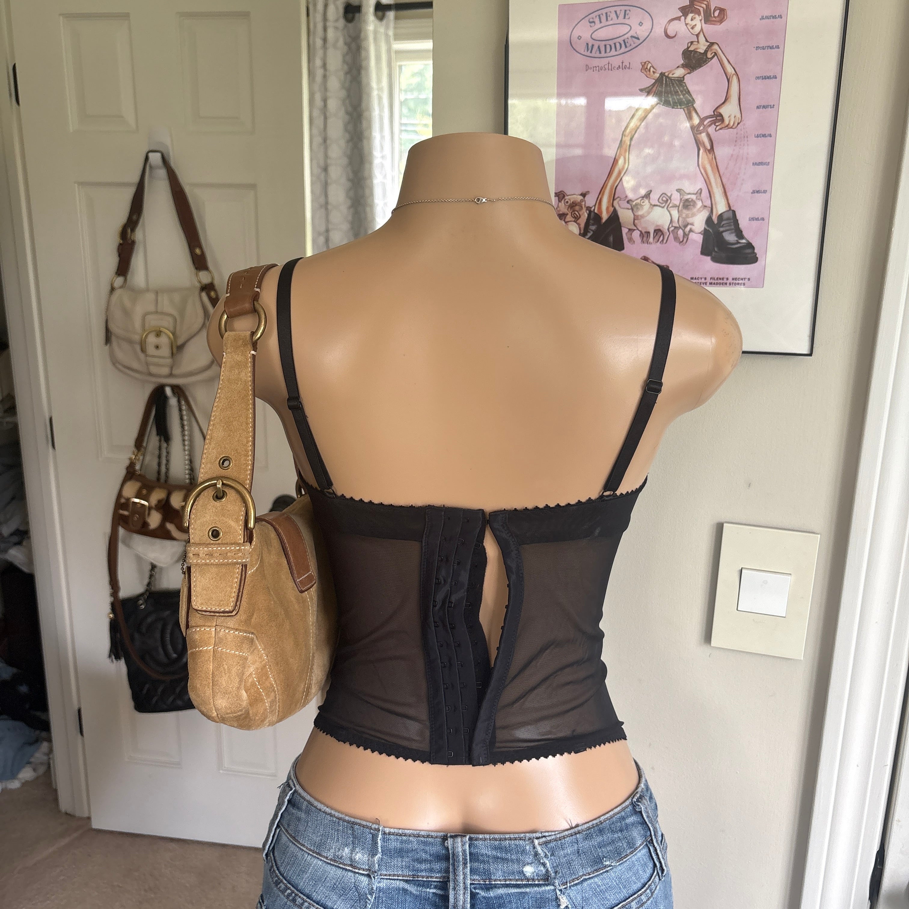 00s Ann Summers black corset cami top (size S)