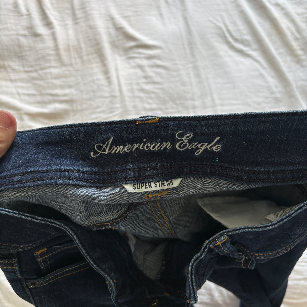 00s American Eagle dark wash low rise bootcut jeans (size S)