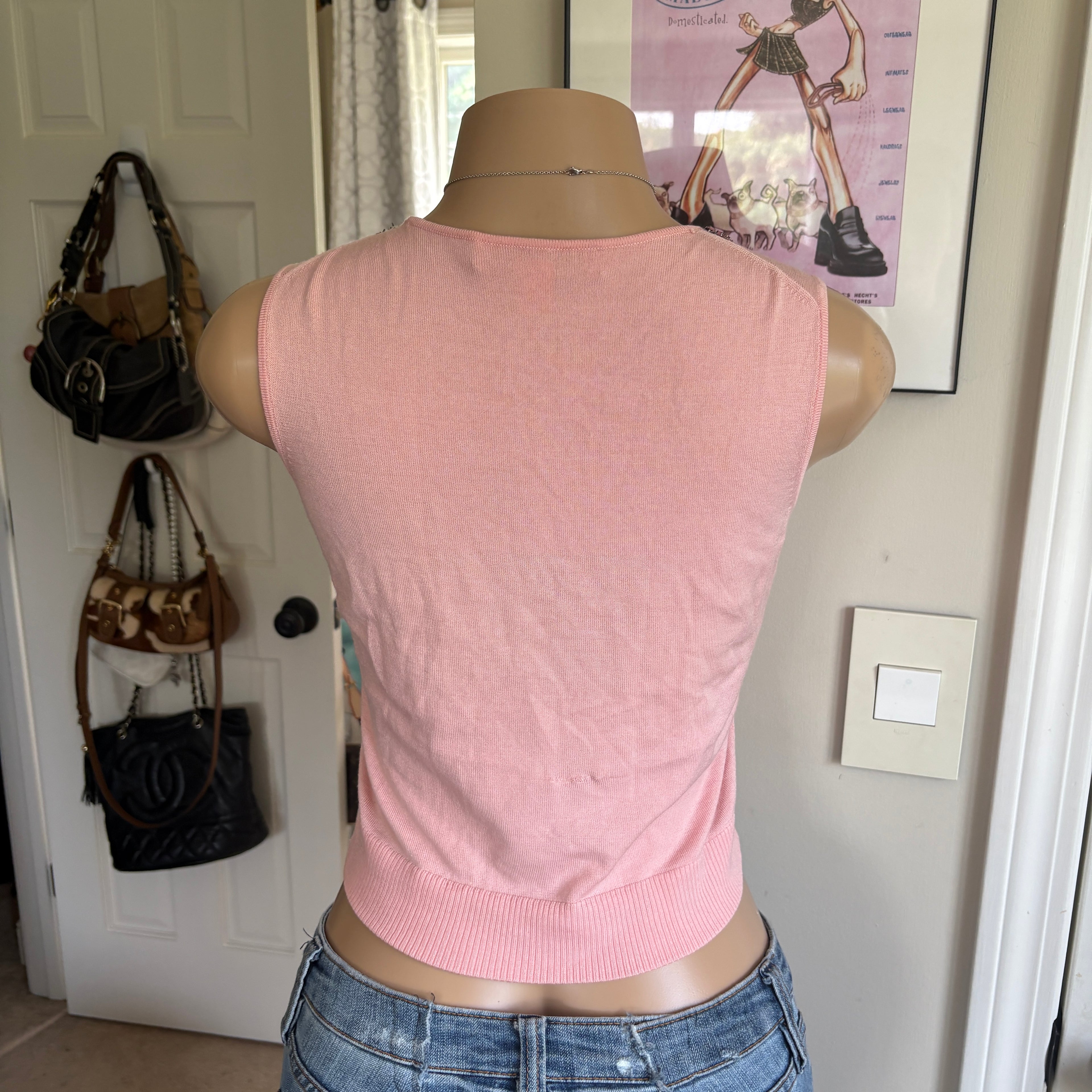 00s Belford pink silk rhinestone tank top (size S)