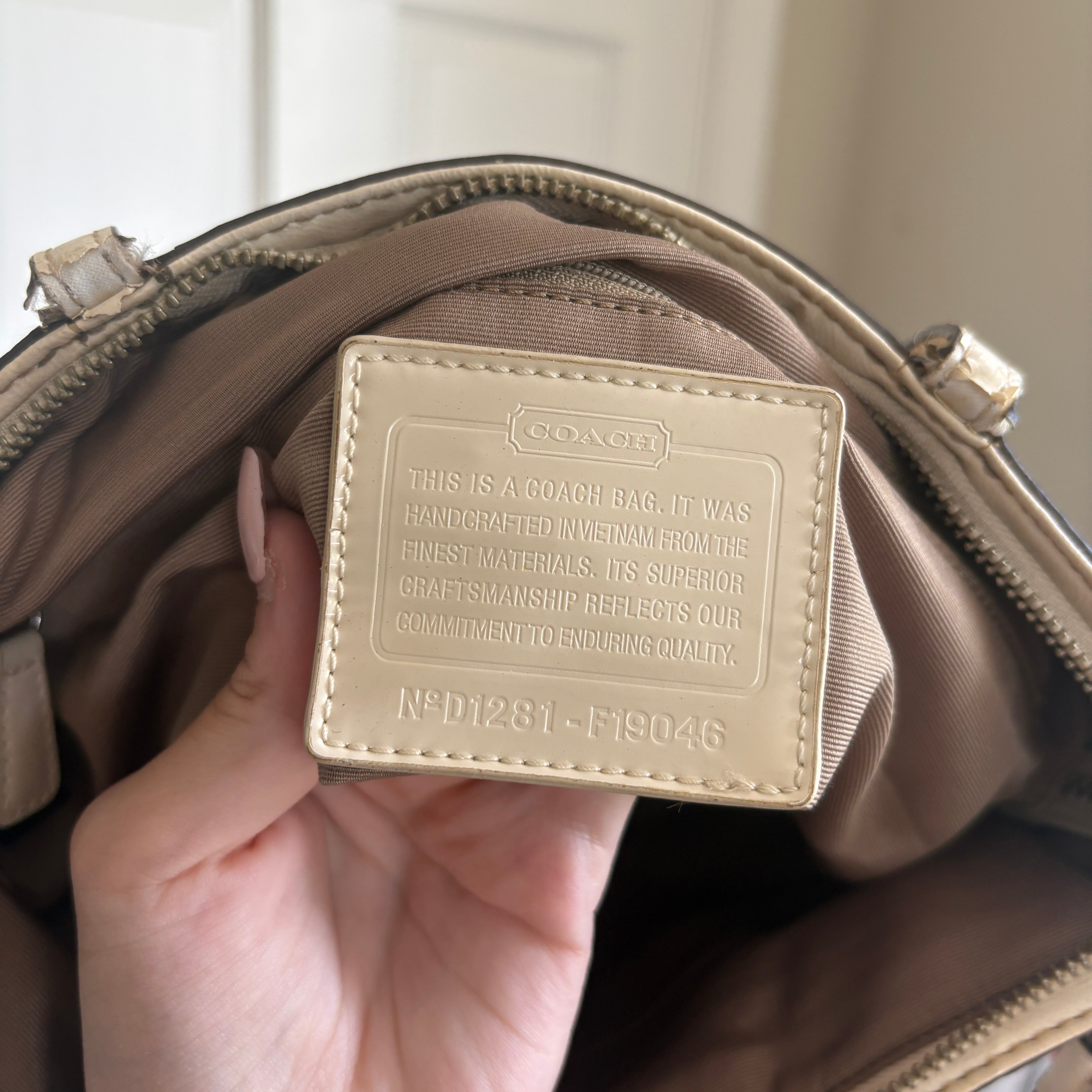 00s vintage Coach signature khaki & white stripe shoulder bag
