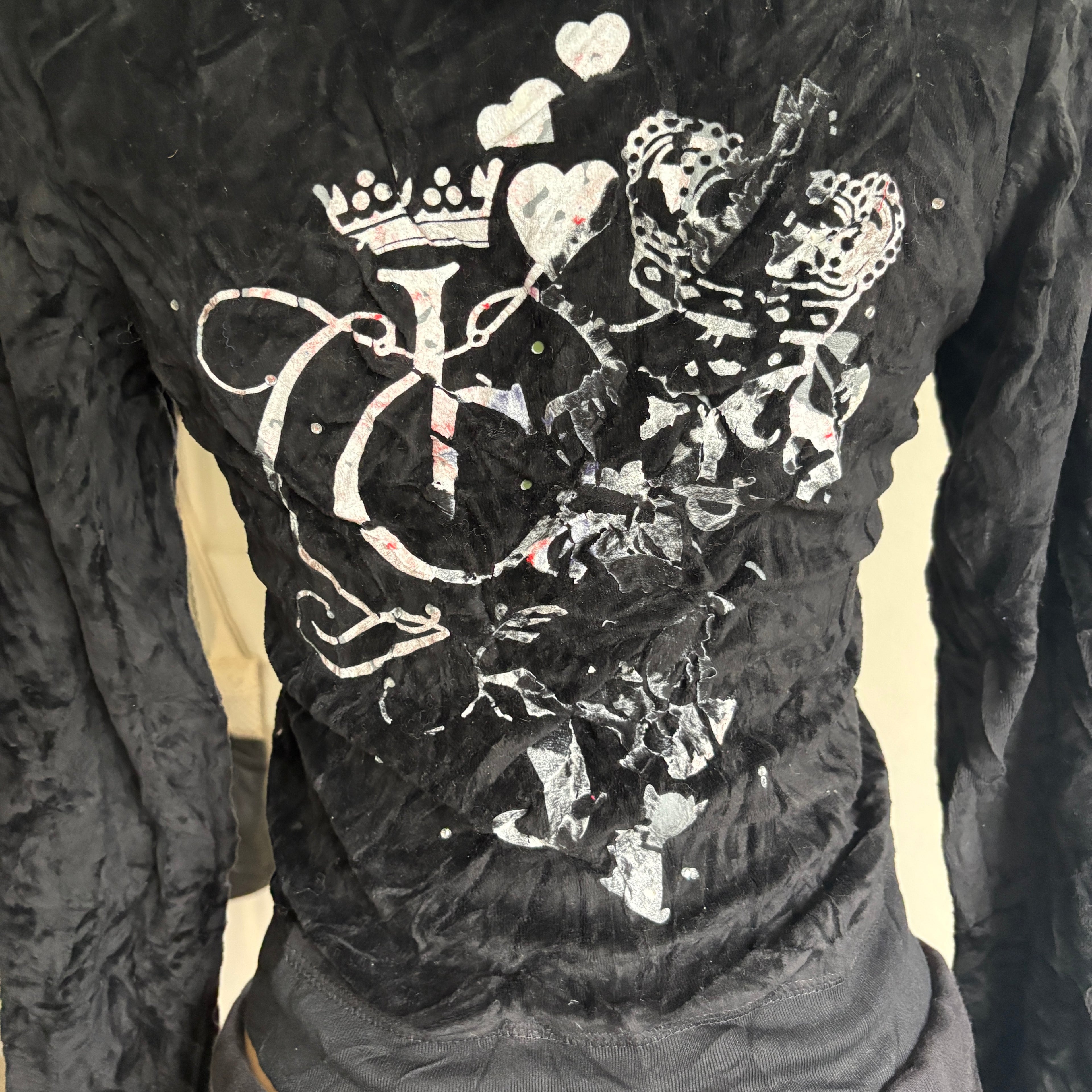 00s Juicy Couture black velour decal tracksuit set (size L)