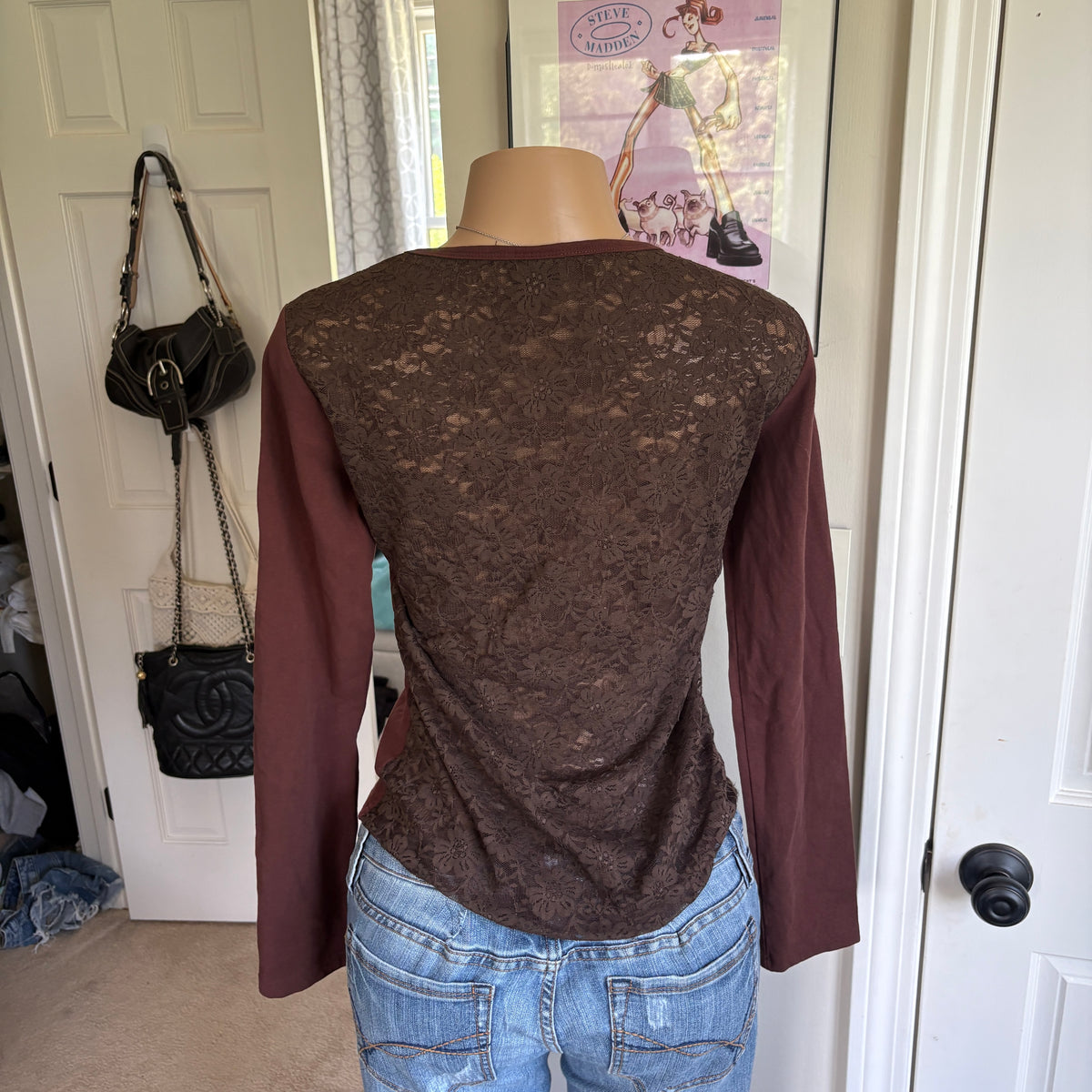 00s Dolce & Gabbana brown abstract face top (size M/L)