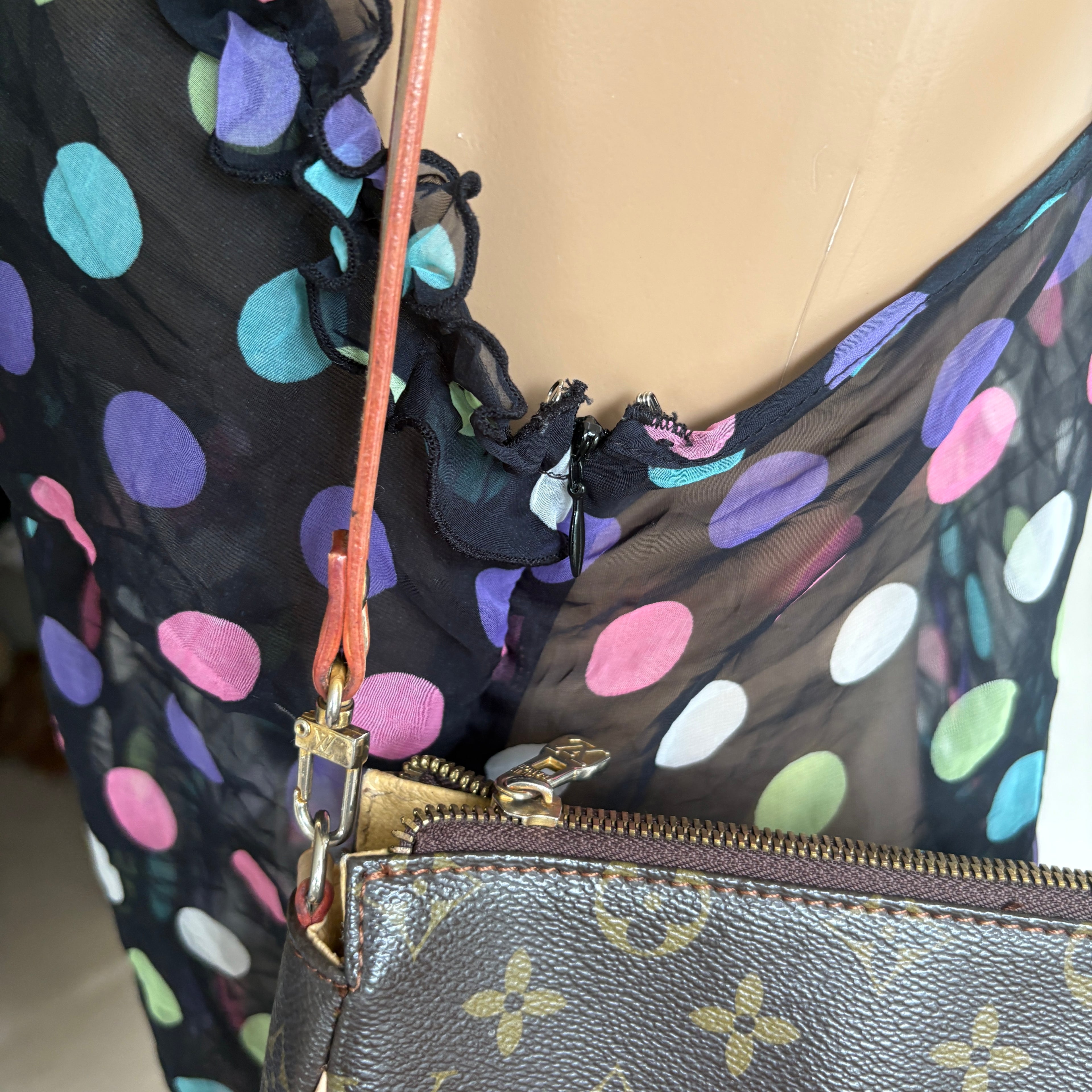 00s Victoria's Secret black & polka dot tank top (size L)