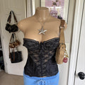 y2k 2000s grunge black lace corset bustier top