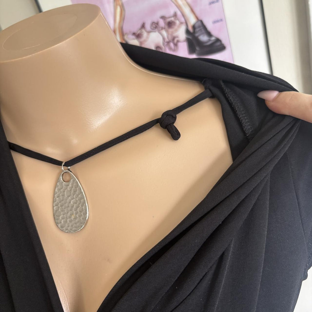 y2k 2000s A Byer Grunge black draped v neck going out top