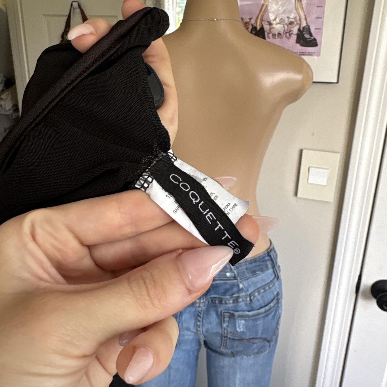 y2k 2000s black rhinestone babydoll chiffon camisole top