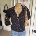 Y2K 2000s Burberry Dark Argyle Preppy Polo Top