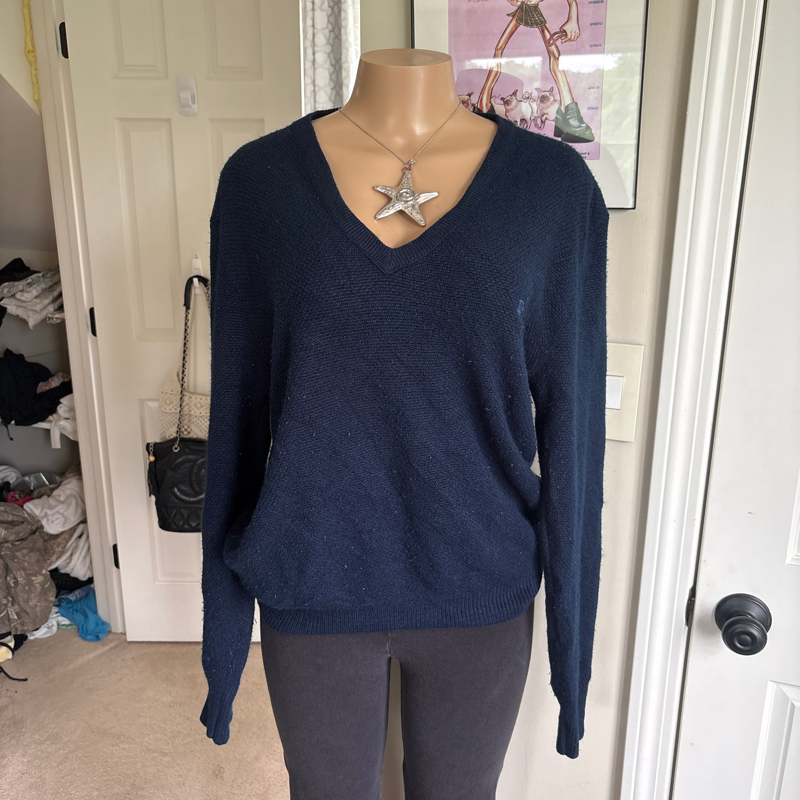 00s Christian Dior embroidered navy blue sweater (size L)