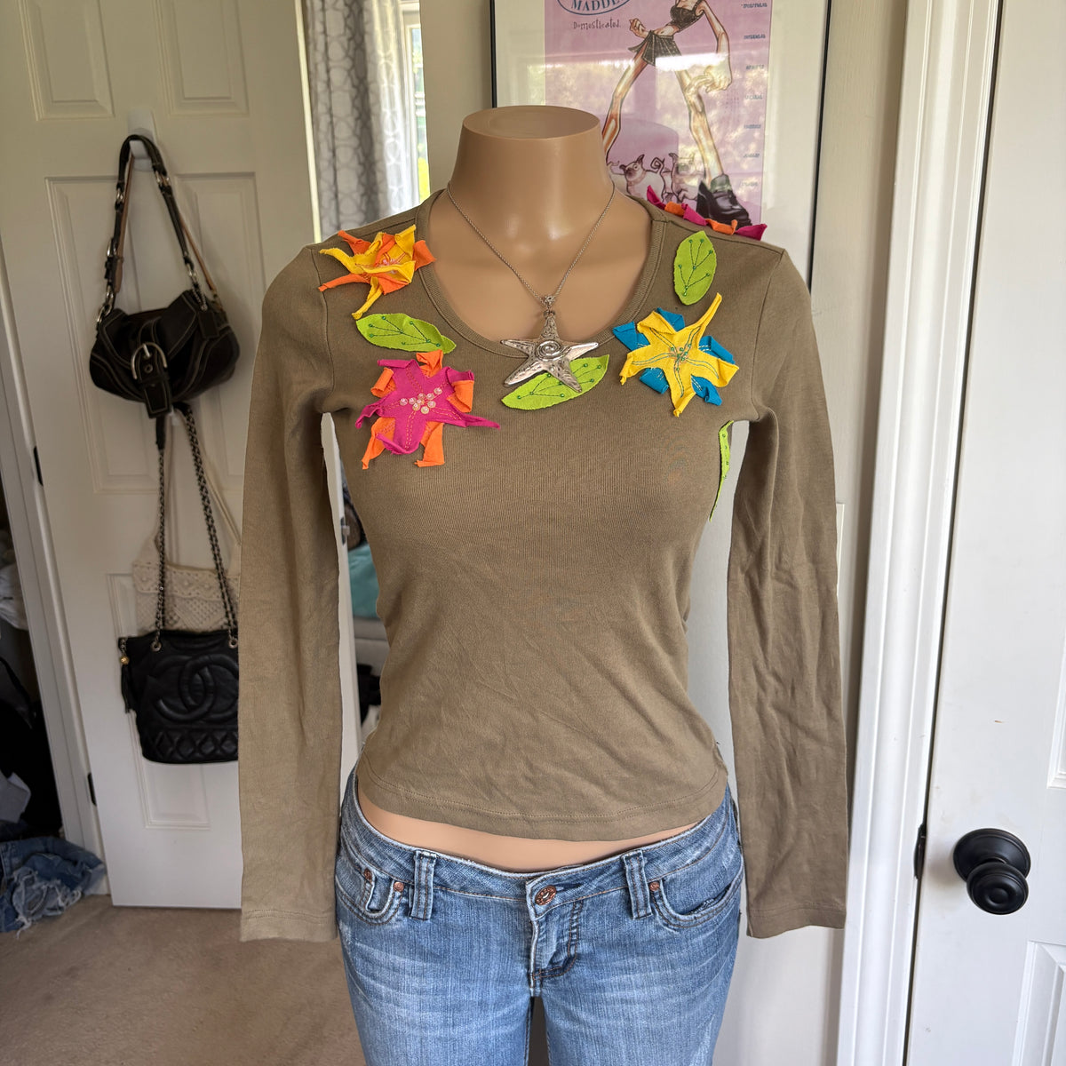 00s Miss Sixty floral embroidered long sleeve top (size S)
