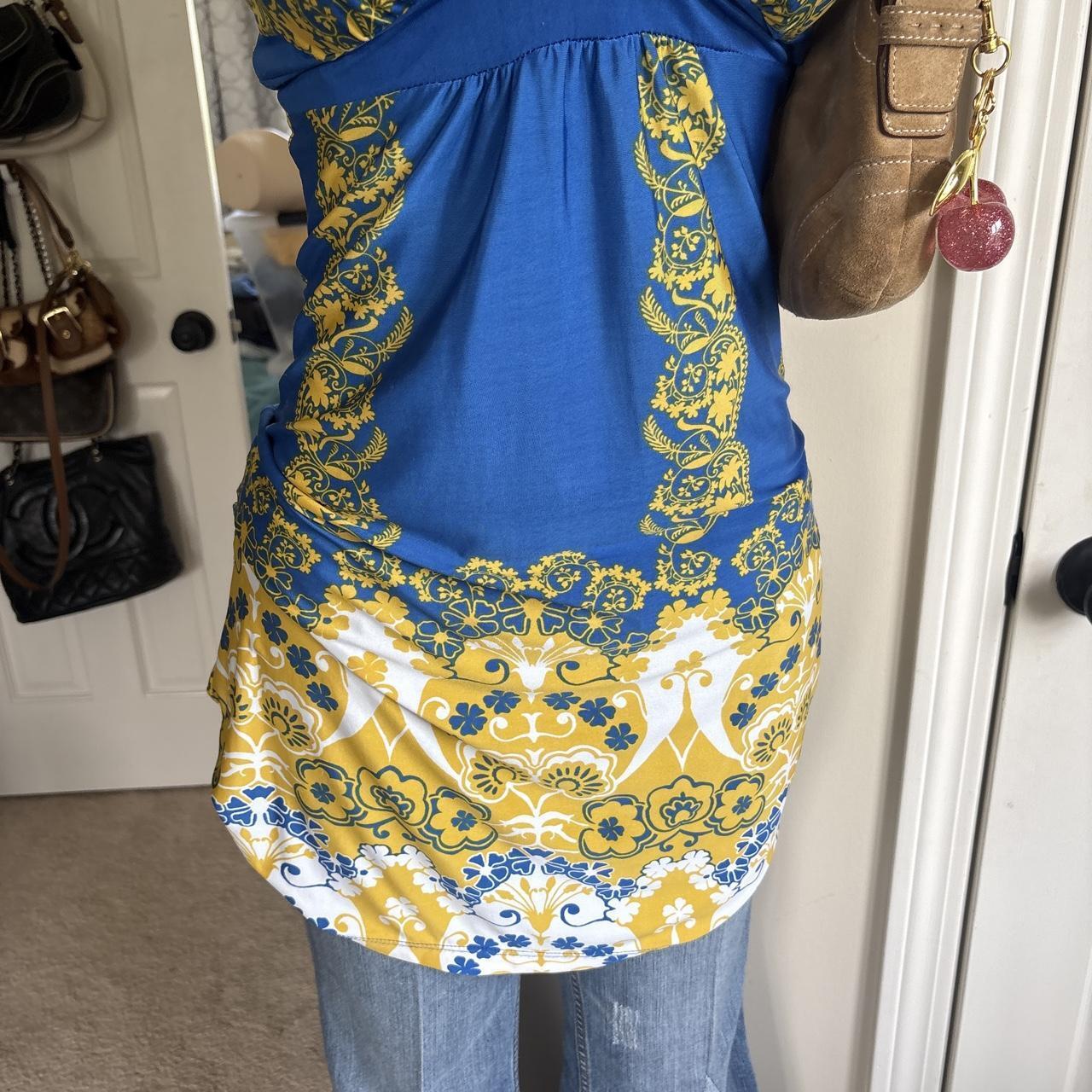 Y2K 2000s Blue Yellow Halter Top