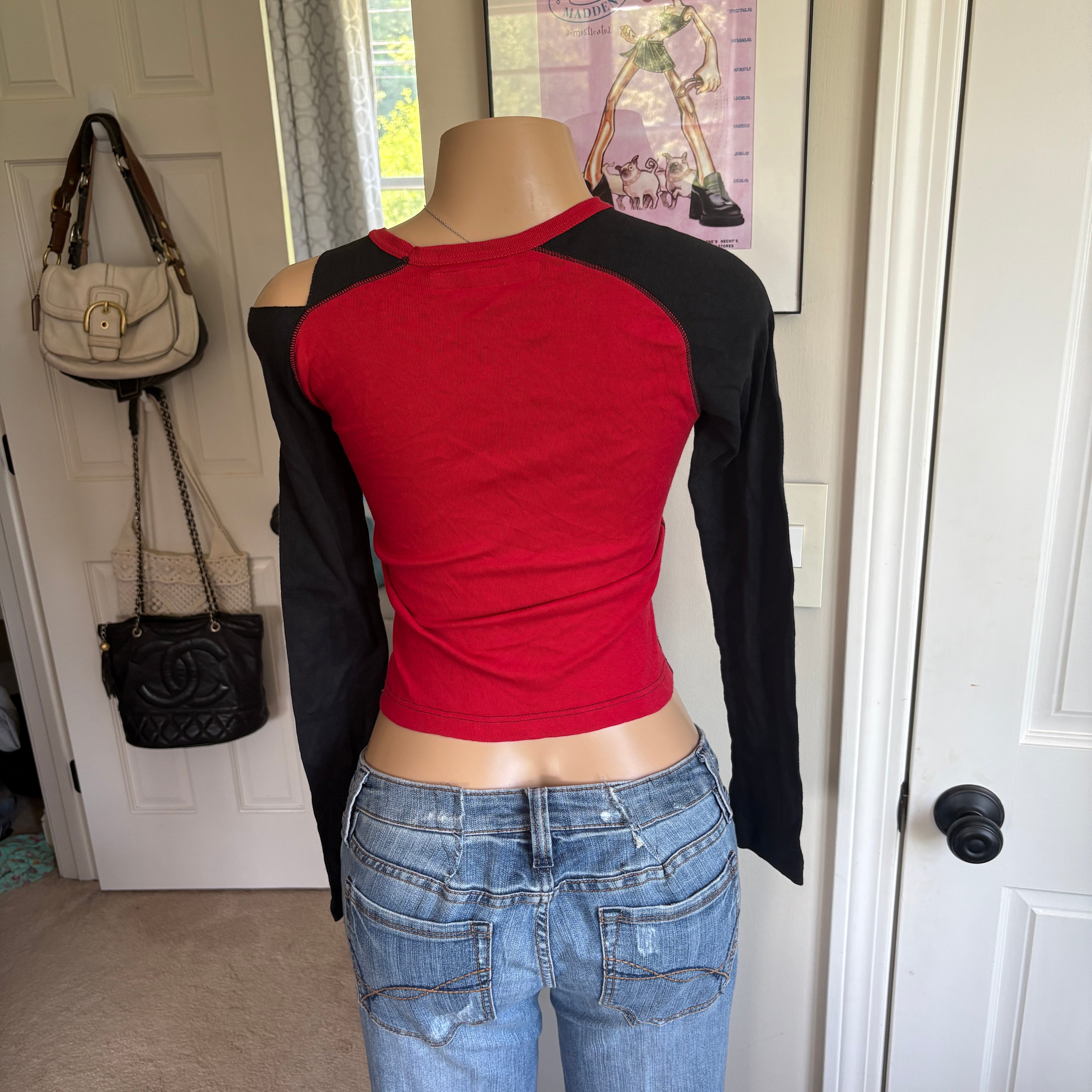 00s rare Miss Sixty spellout red cutout long sleeve (size M)