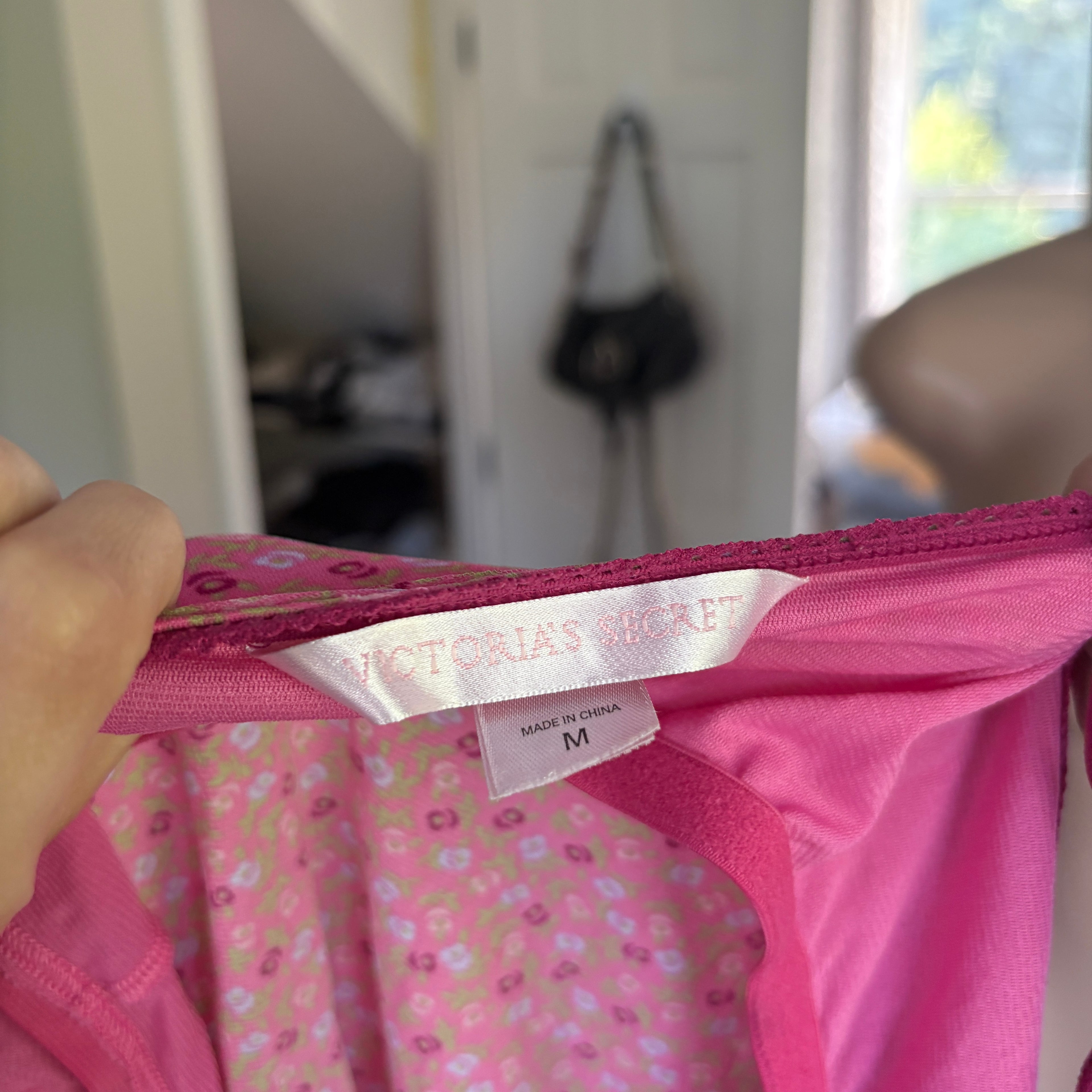 00s Victoria's Secret pink floral slip cami (size M)