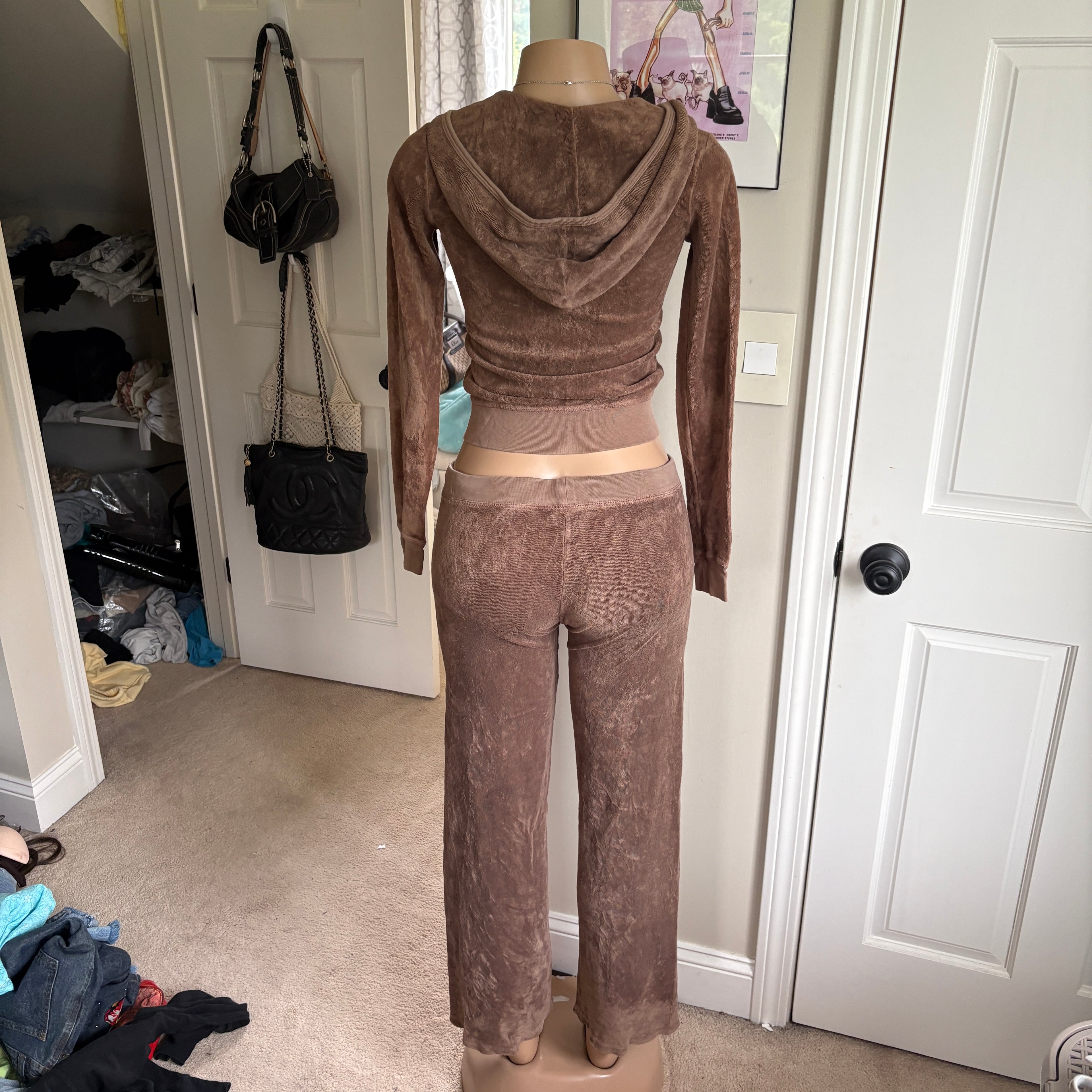 00s Juicy Couture brown terrycloth tracksuit set (size p/xs)