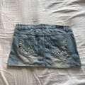 Y2K 2000s Celebrity Pink Studded Denim Mini Skirt