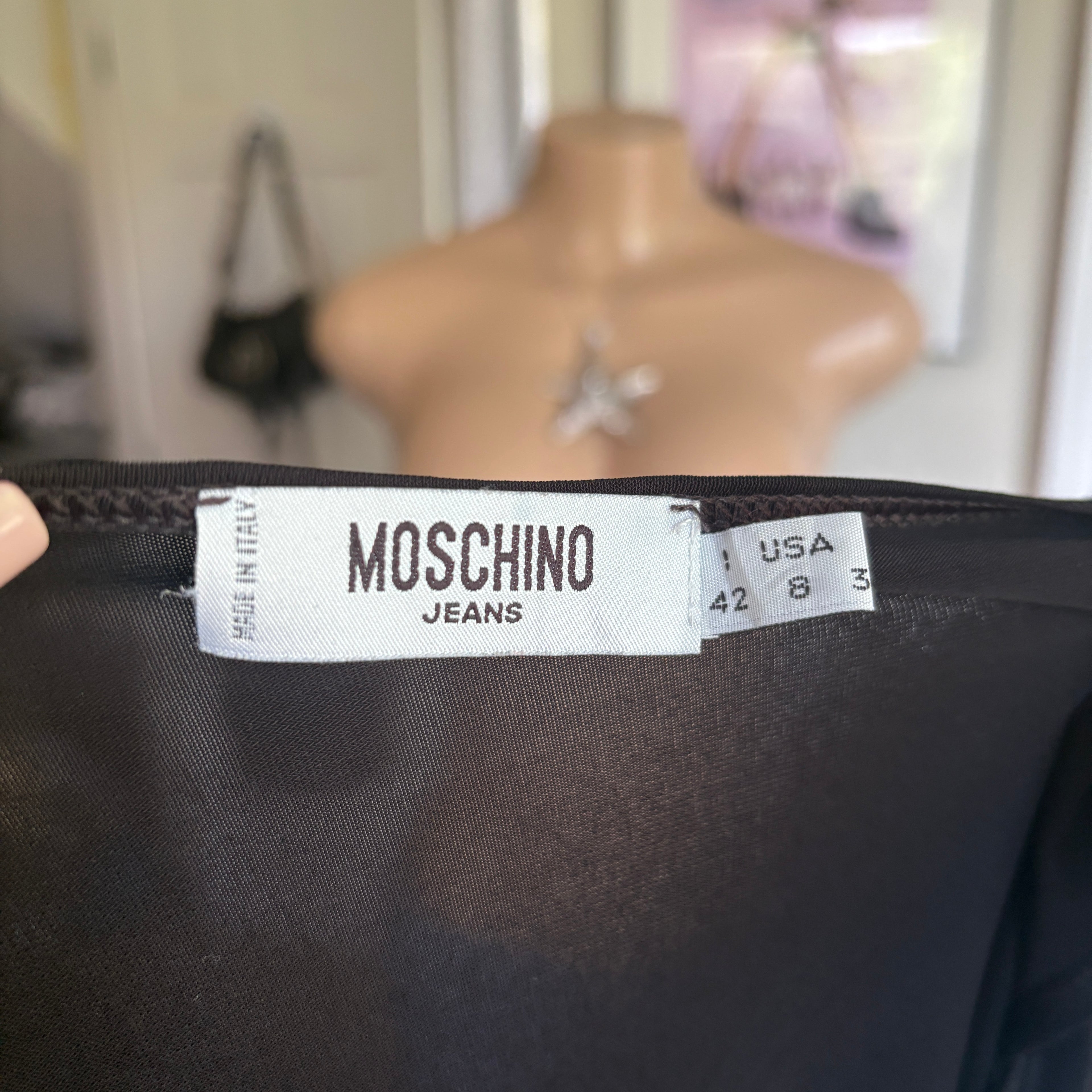 00s Moschino black v neck tank top (size M)