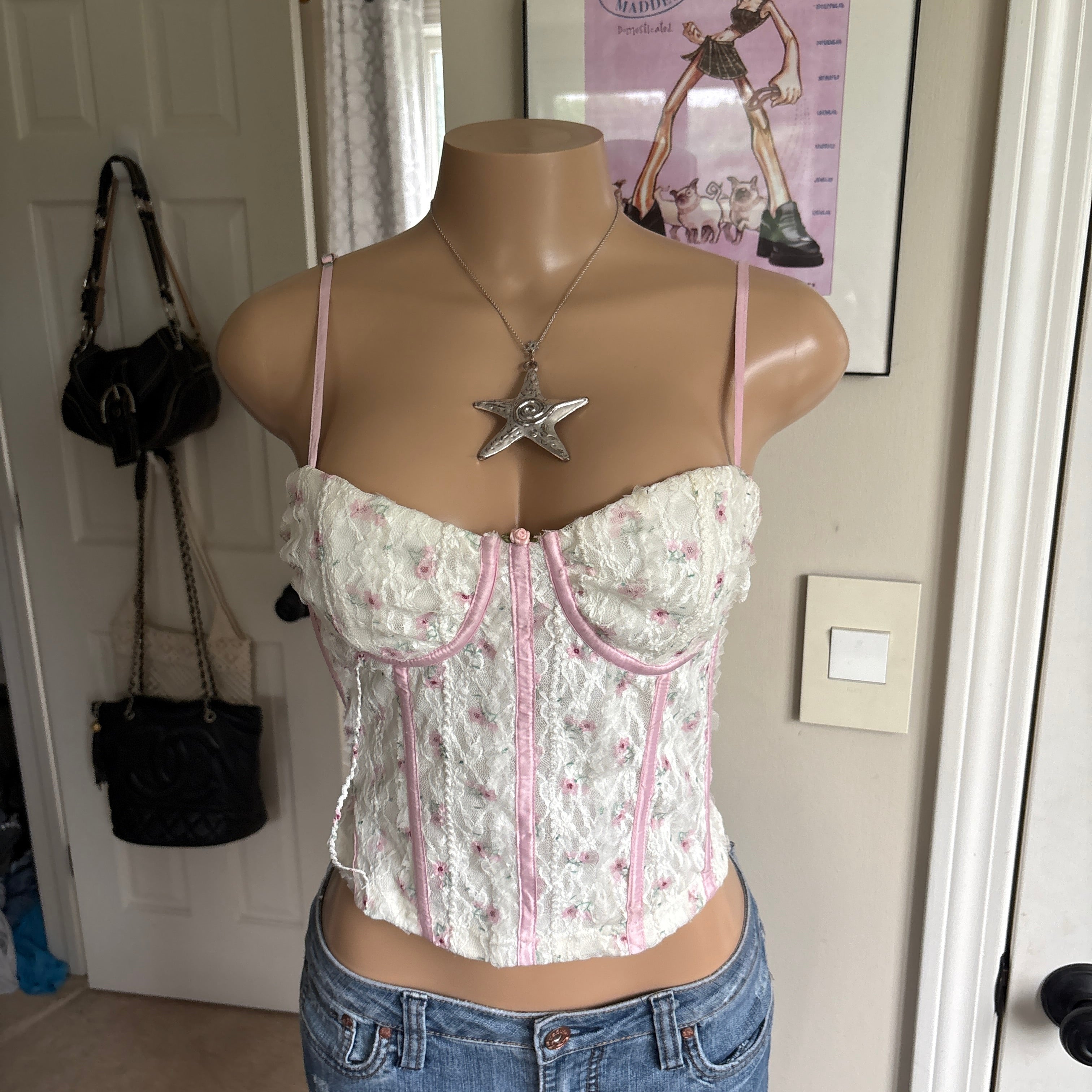 00s floral corset bustier top (size M)