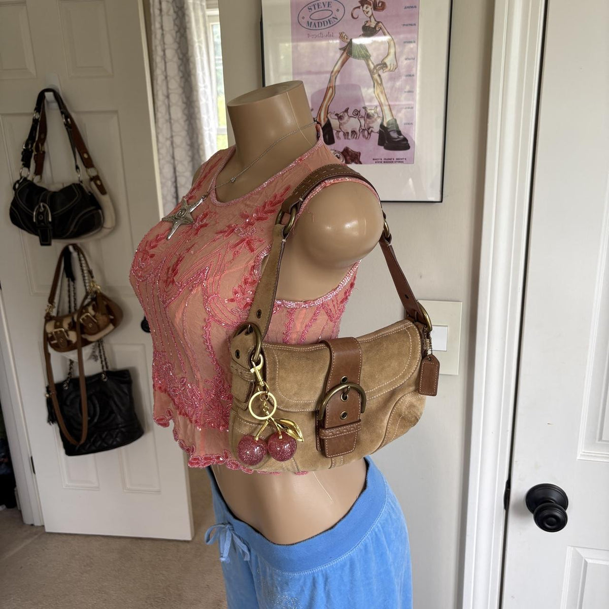 y2k 2000s silk pink beaded sequin mesh tank top