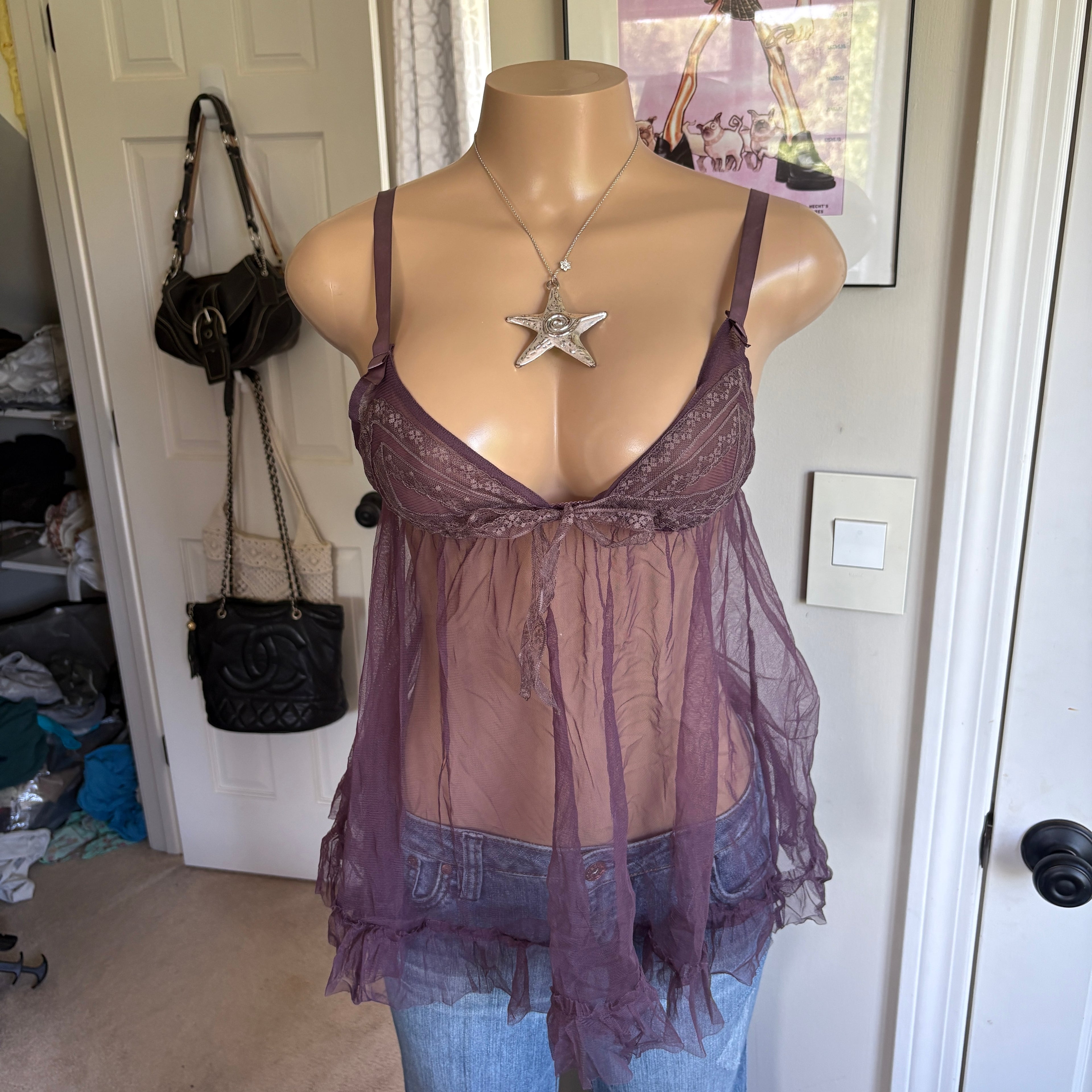 00s Victoria's Secret purple sheer babydoll cami (size M)