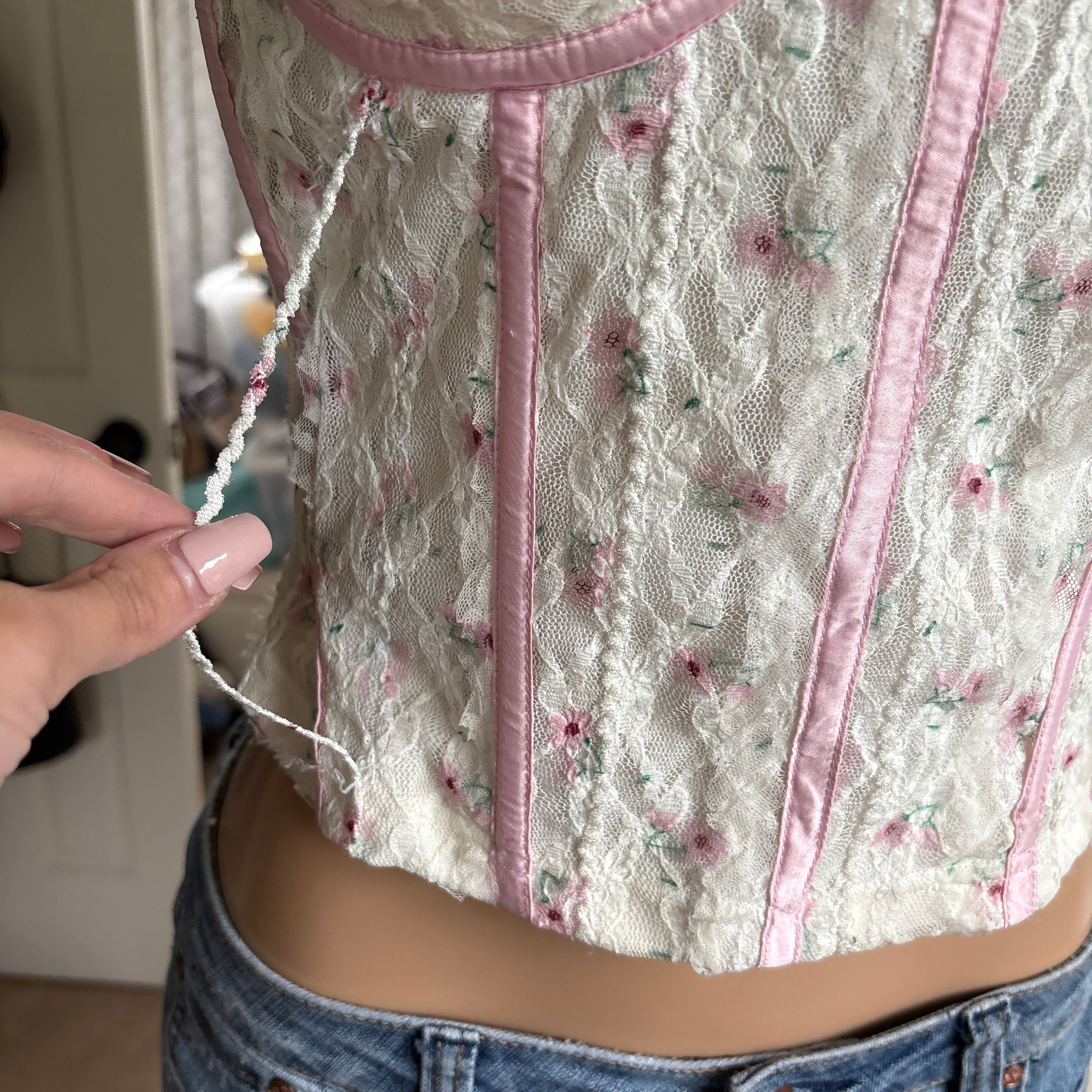 00s floral corset bustier top (size M)