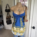 Y2K 2000s Blue Yellow Halter Top