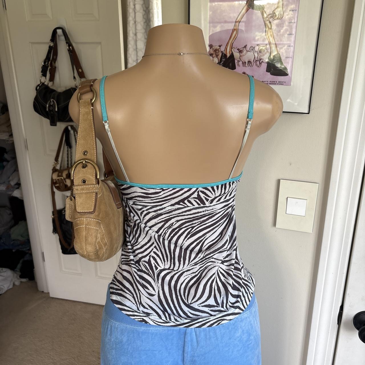 y2k 2000s zebra print turquoise lace cami top