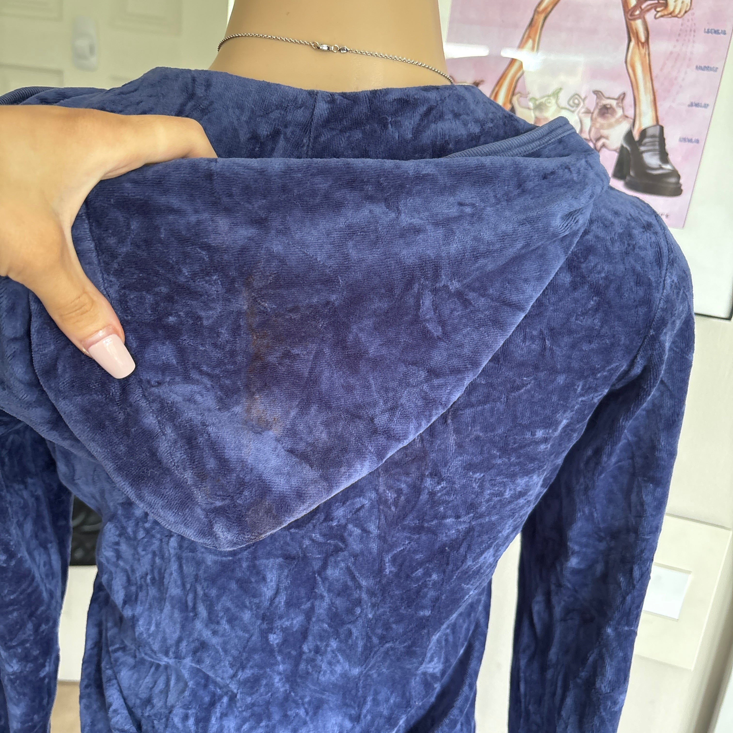 00s vintage Juicy Couture blue velour zip track hoodie (size L)
