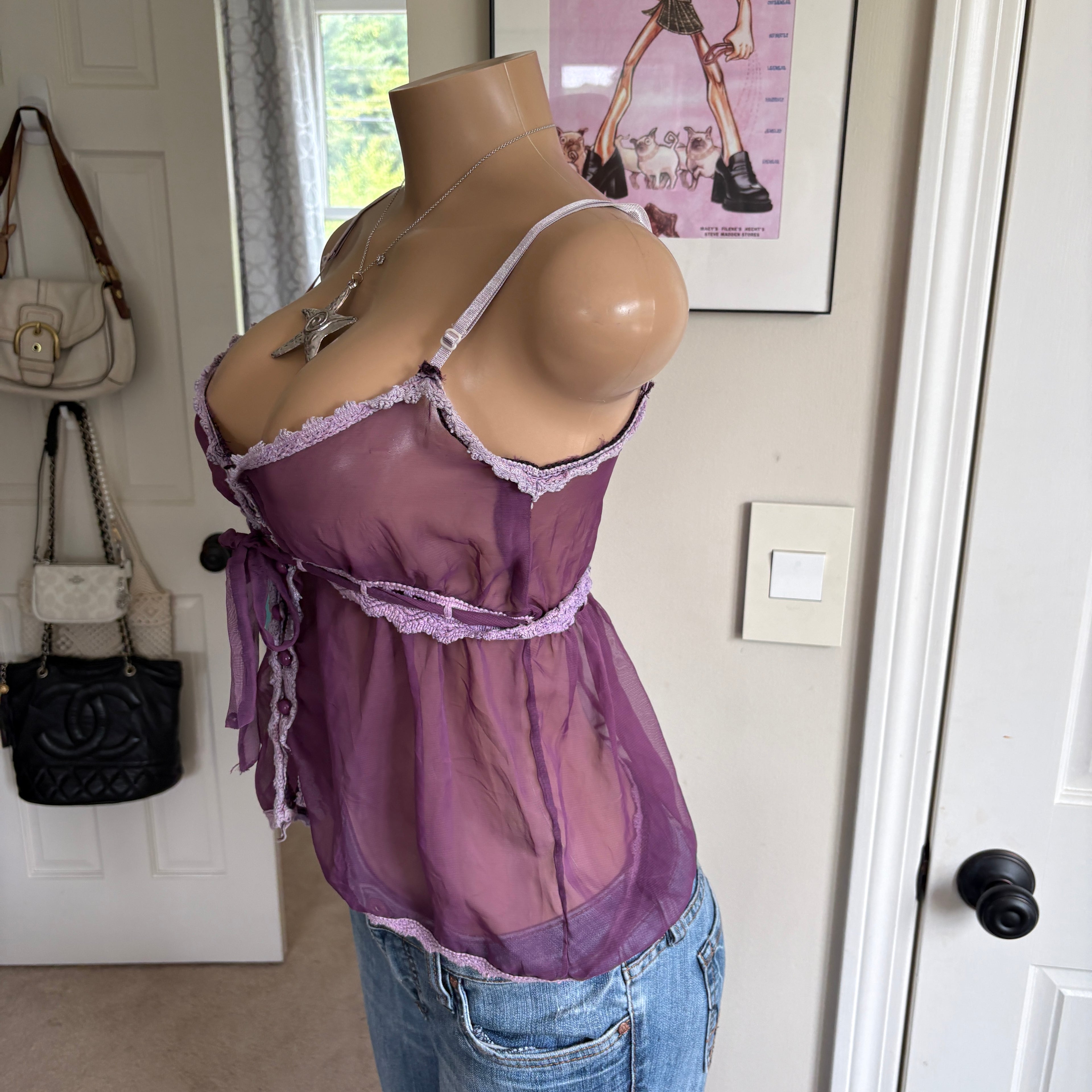 00s purple mesh bow cami (size S)