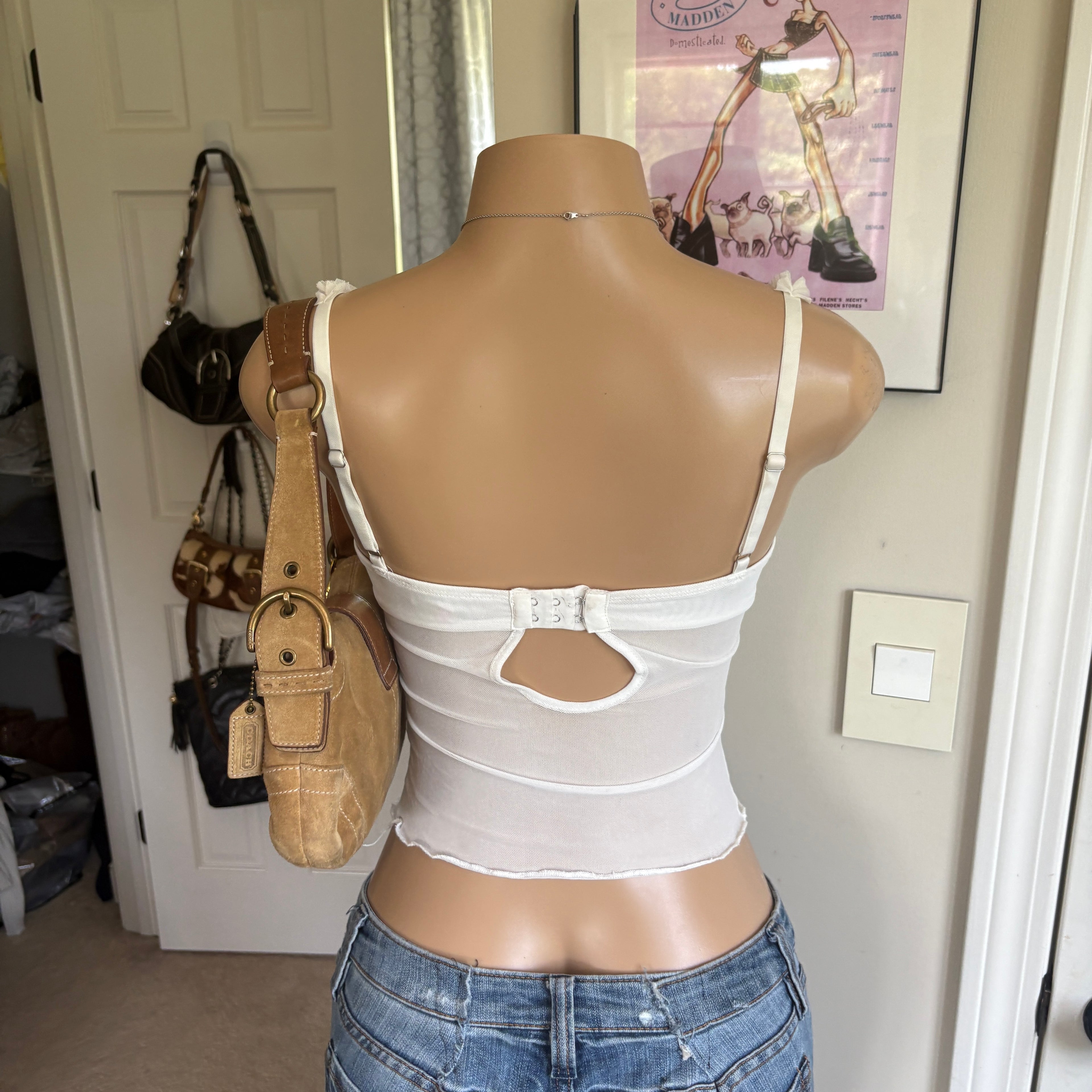 Edikted white rosette corset bustier top (size XS)
