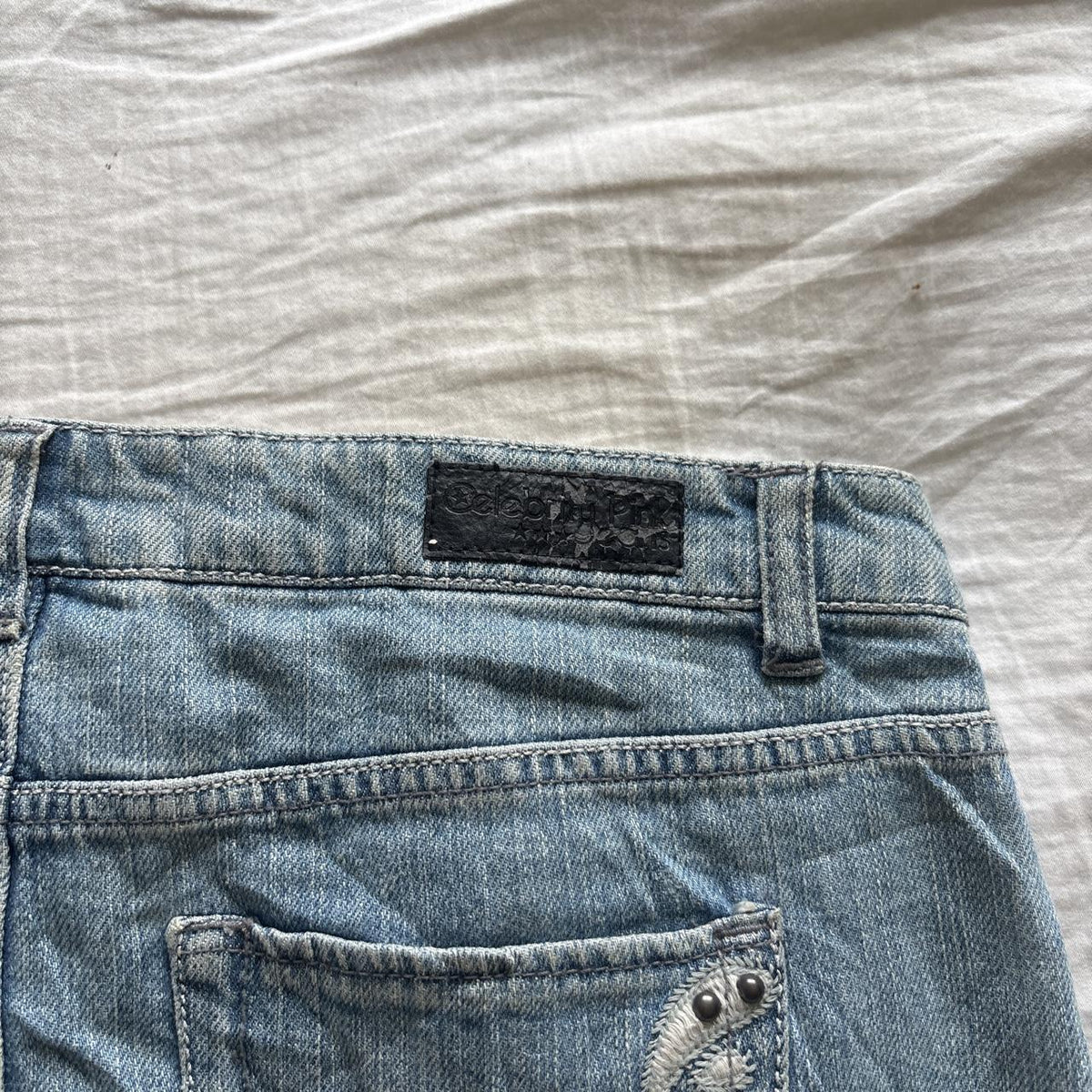 Y2K 2000s Celebrity Pink Studded Denim Mini Skirt