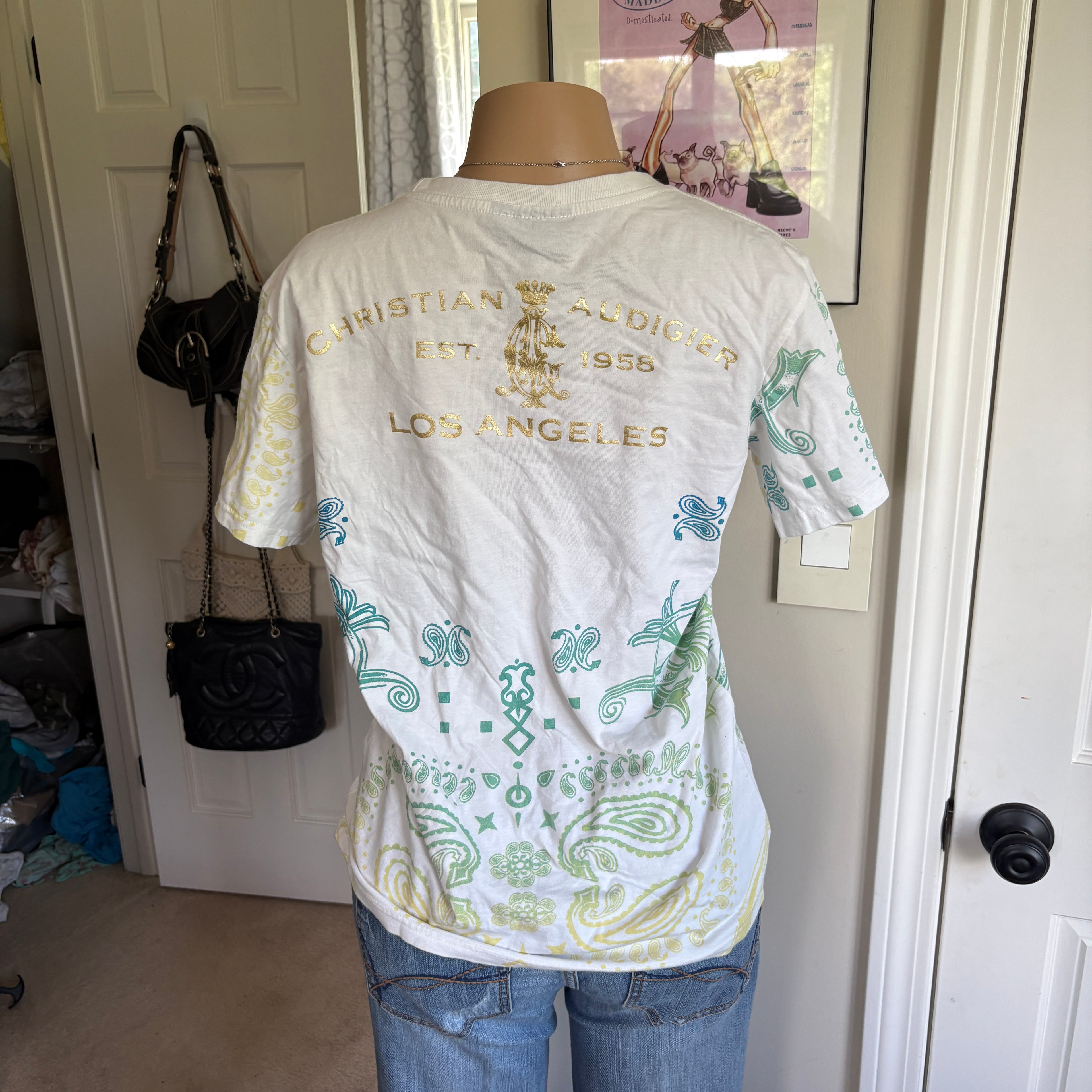 00s Christian Audigier skull spellout t shirt (size L)