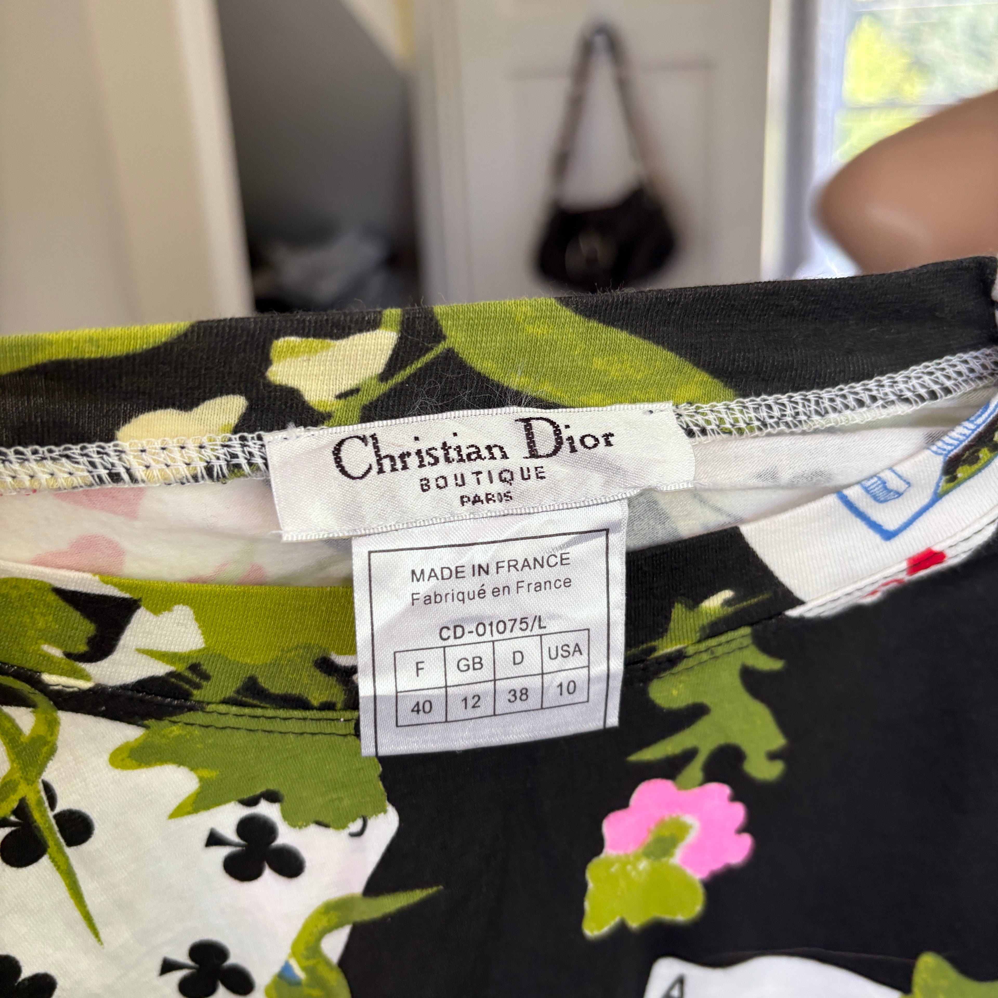 Archival 2002 Christian Dior graphic playing cards & floral top (size M)
