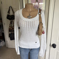 Y2K 2000s Guess White Open Knit Scoop Neck Sweater